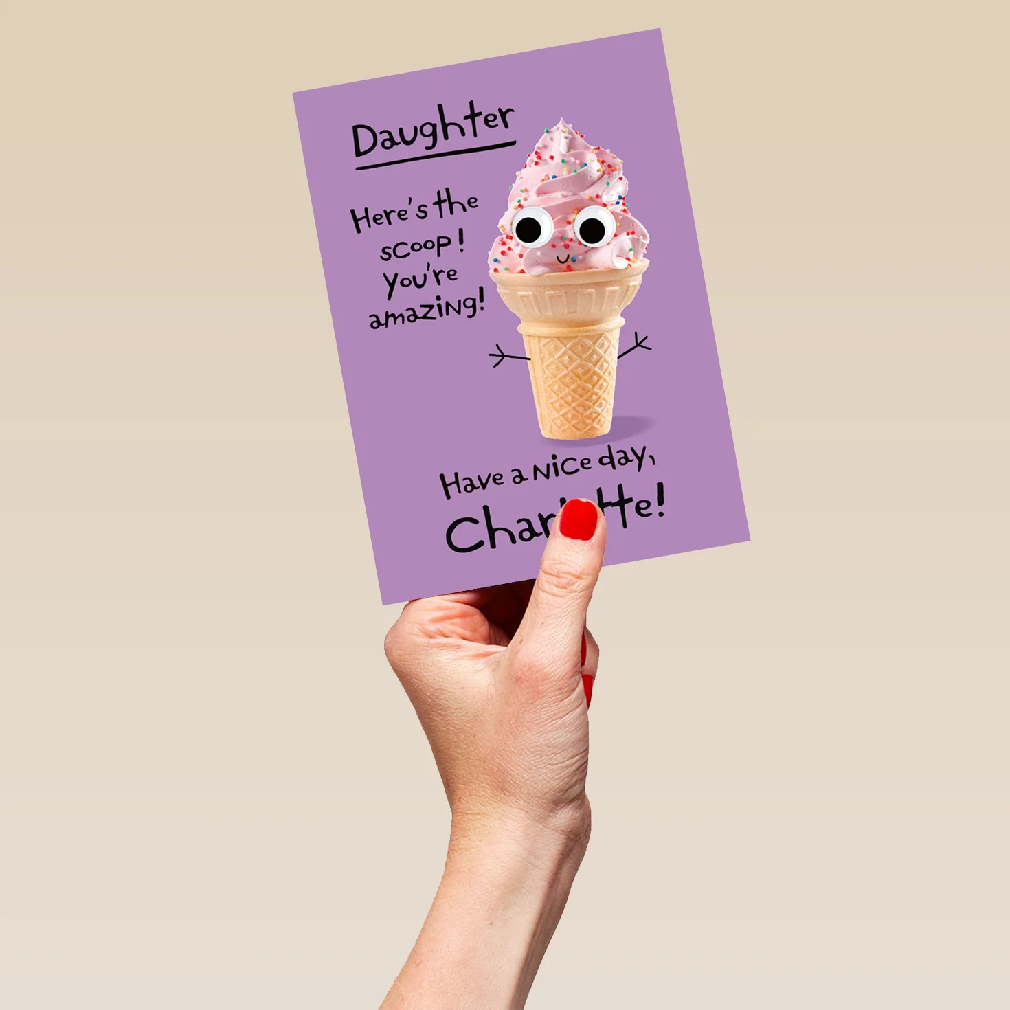 Personalised Googly Grub 'Ice-Cream' Birthday Card For Daughter - Image 5
