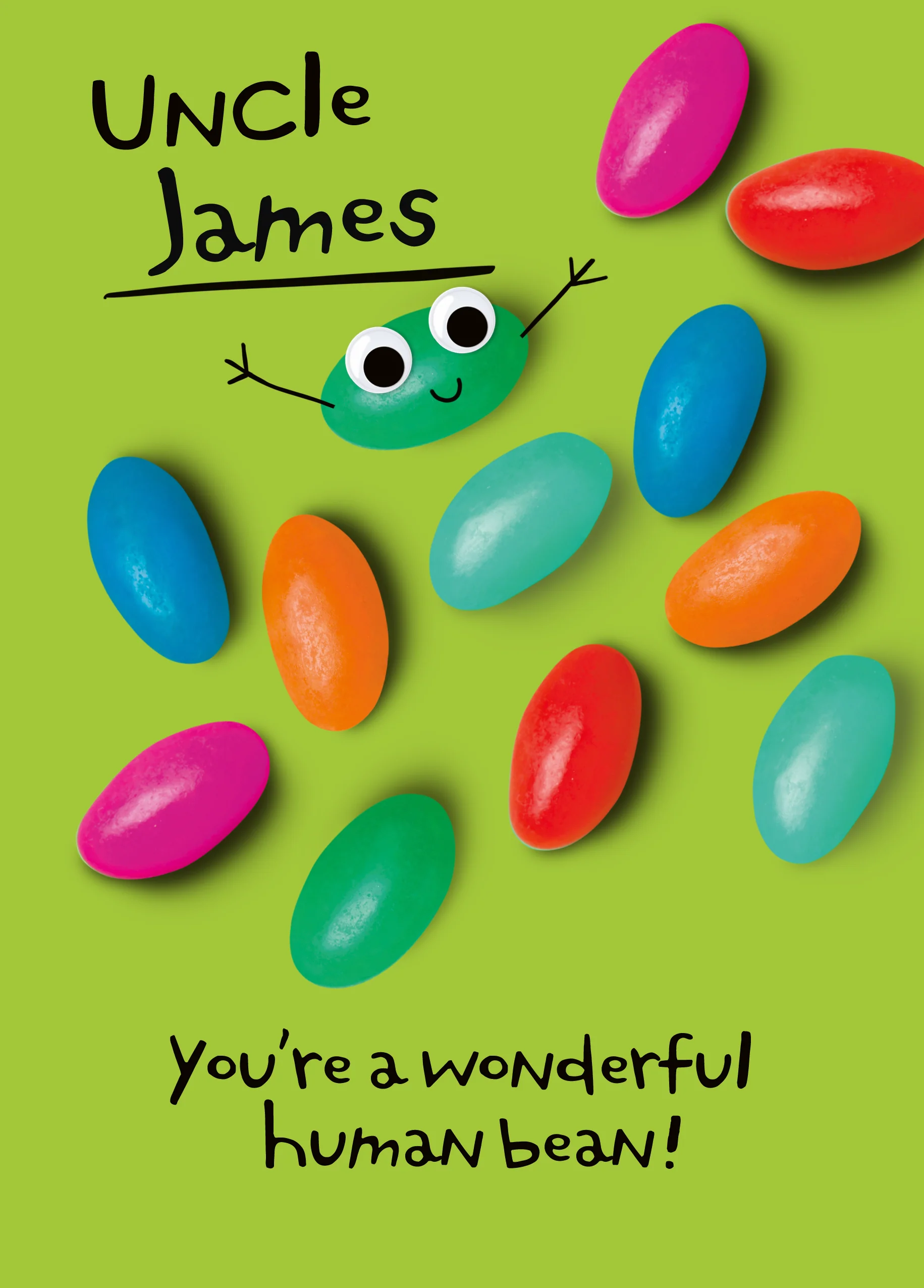 Personalised Googly Grub 'Jellybean' Birthday Card For Uncle