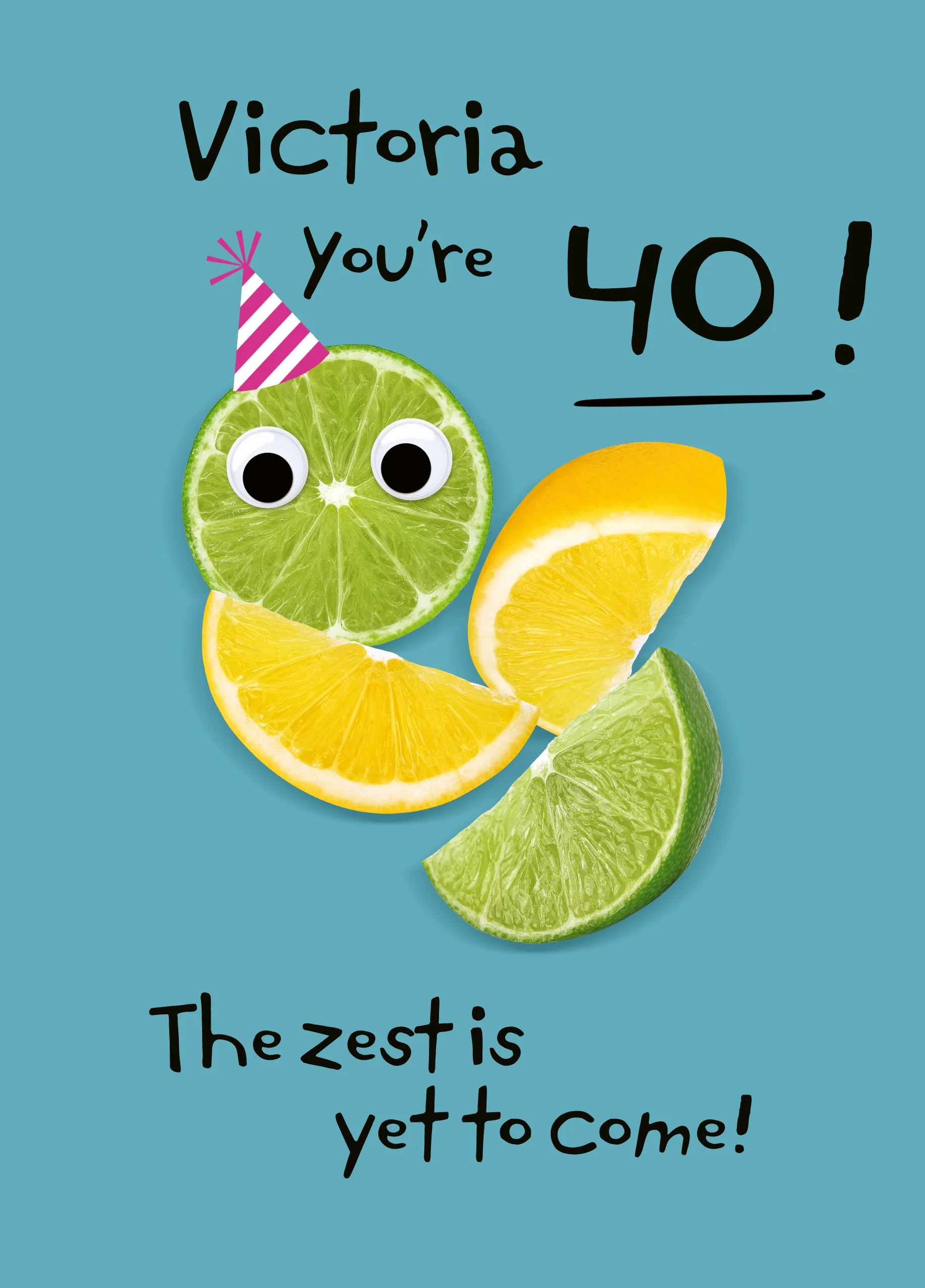 Personalised Googly Grub 'Lemon & Lime' 40th Birthday Card