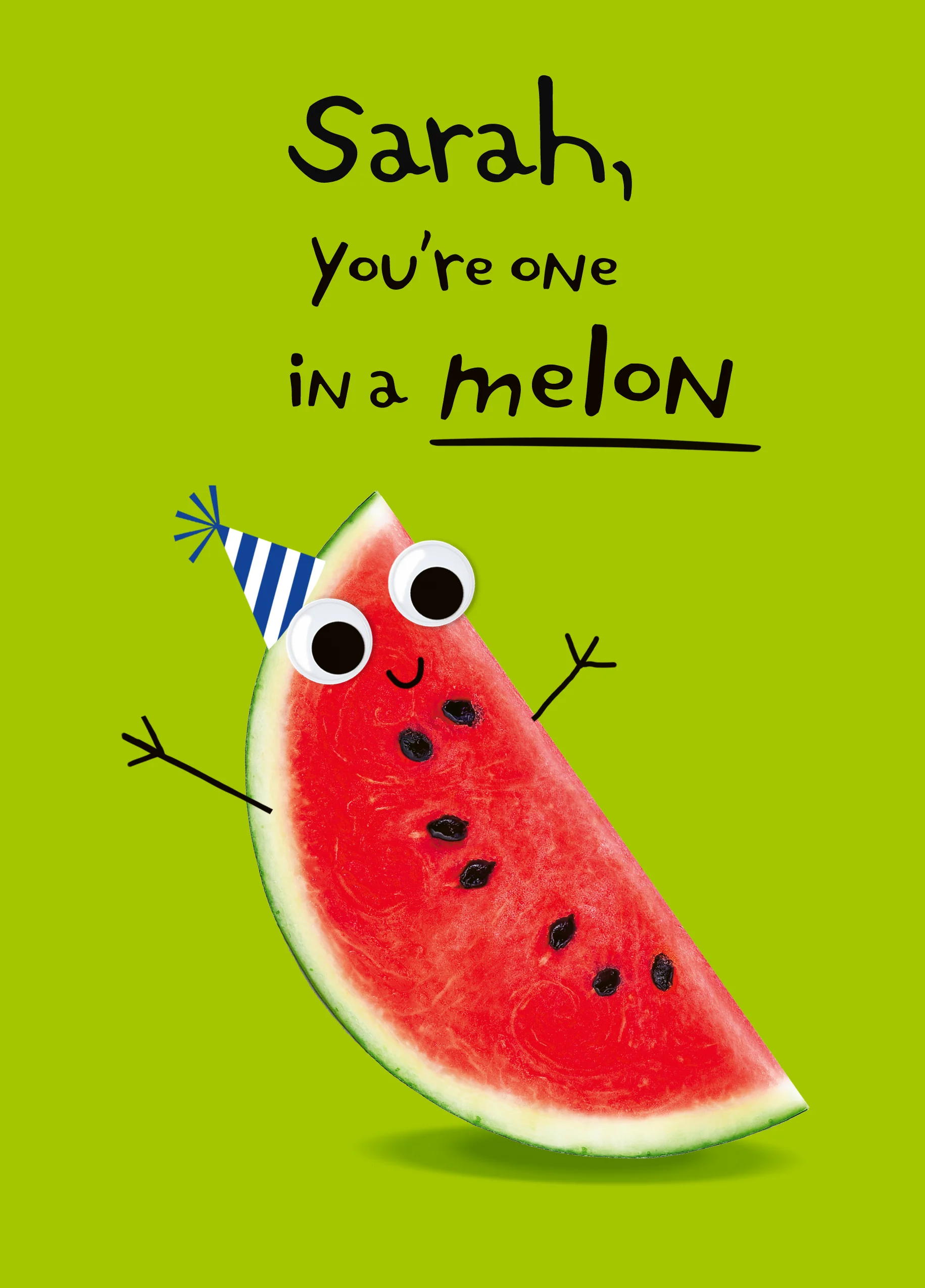 Personalised Googly Grub 'Melon Slice' Birthday Card