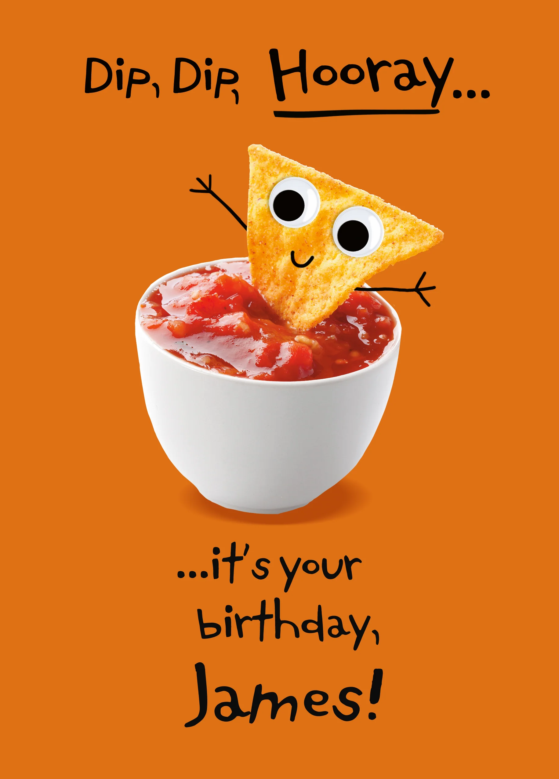 Personalised Googly Grub 'Nacho & Dip' Birthday Card