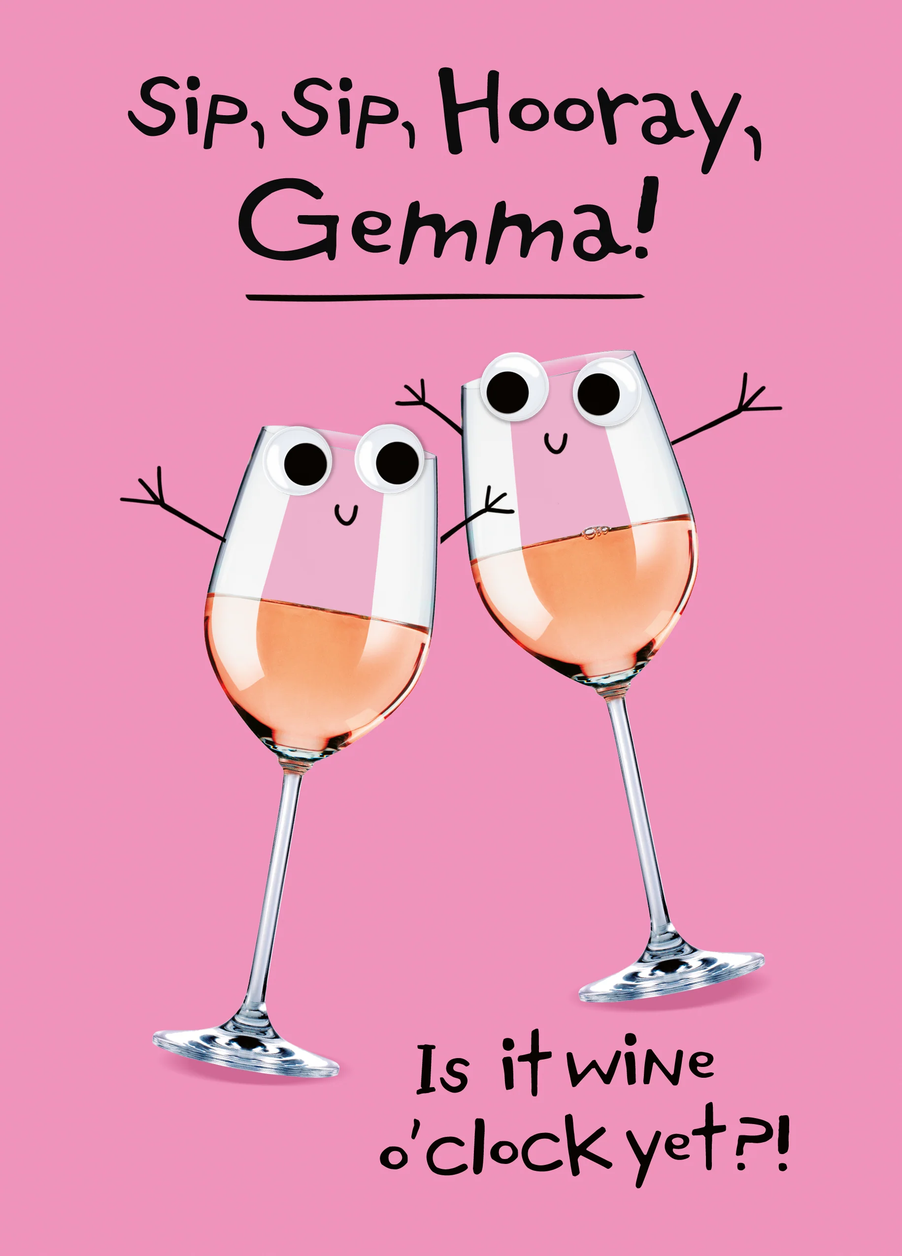 Personalised Googly Grub 'Wine Glasses' Birthday Card