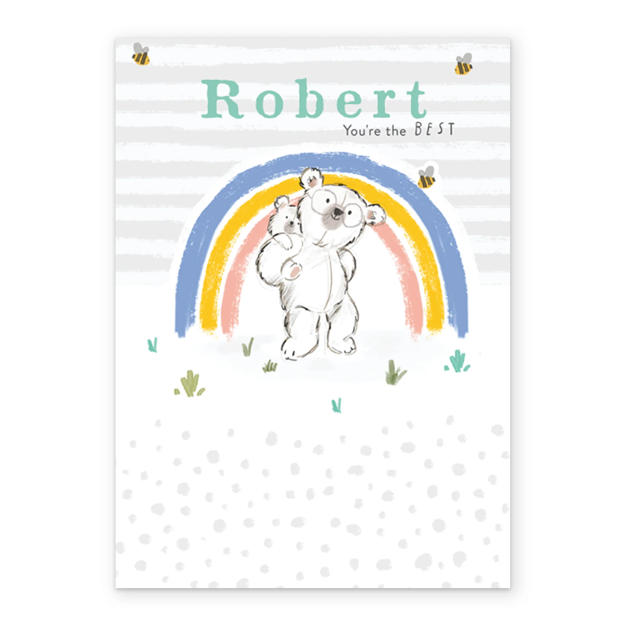 Personalised Grandad Cute Bear Rainbow Birthday Card - Image 2