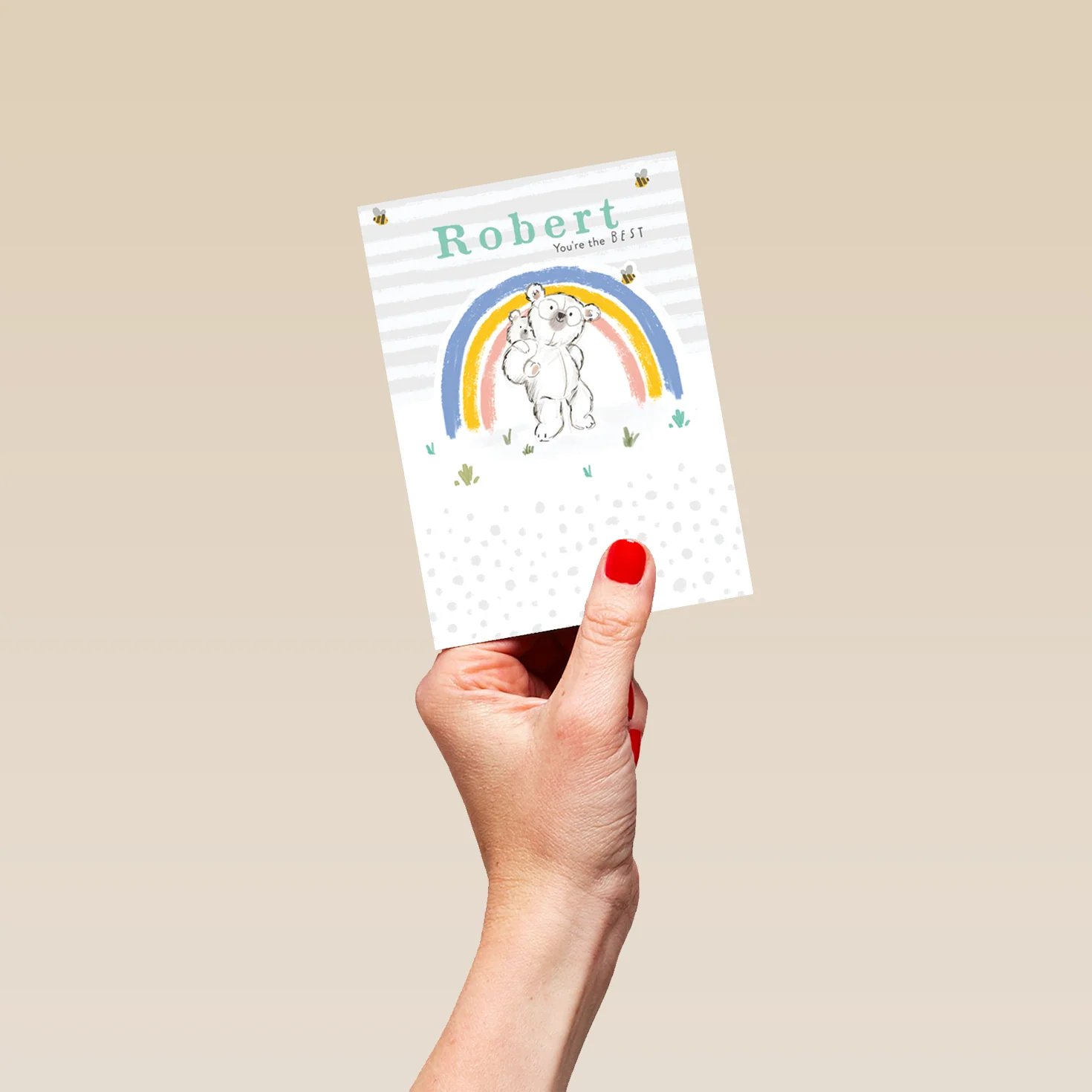 Personalised Grandad Cute Bear Rainbow Birthday Card - Image 4