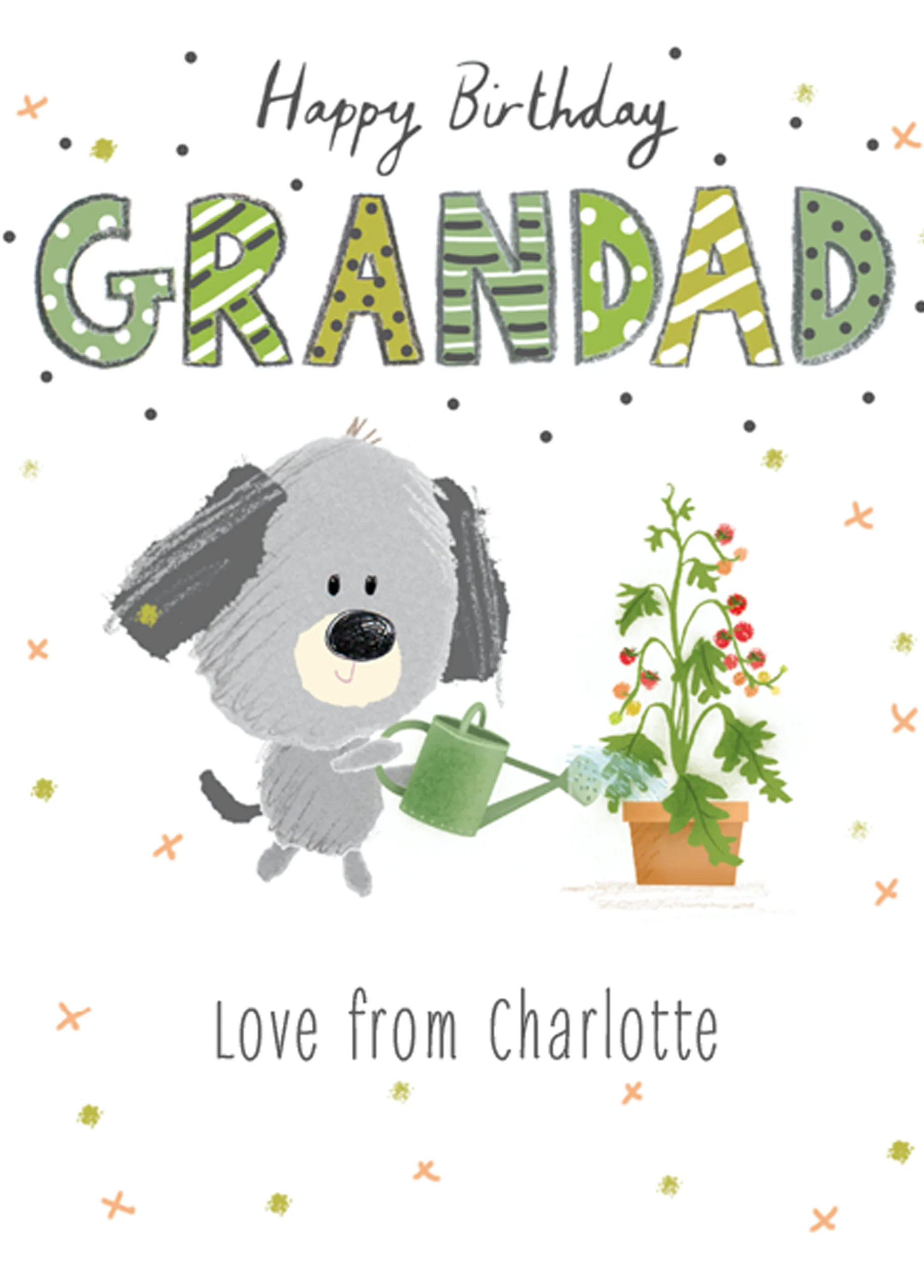 Personalised Grandad Cute Dog Editable Birthday Card