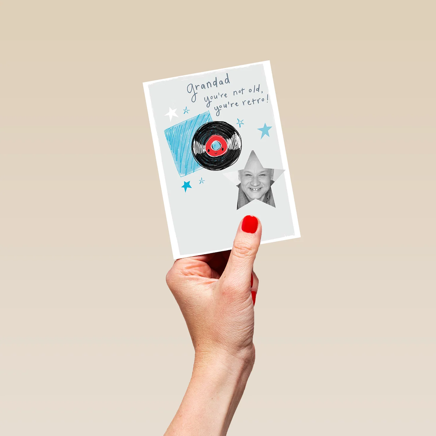 Personalised Grandad Retro Vinyl Photo Card - Image 4