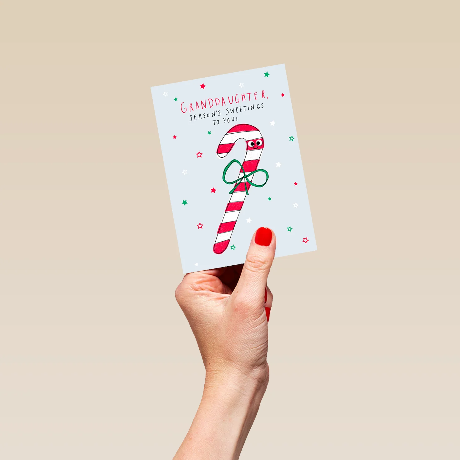 Personalised Granddaughter Candy Cane Christmas Card - Image 4