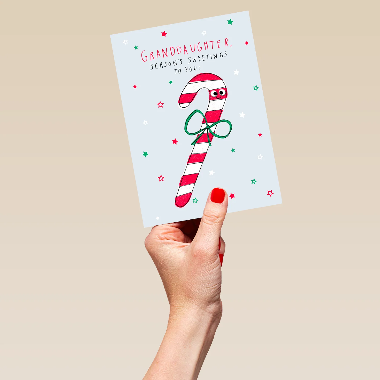 Personalised Granddaughter Candy Cane Christmas Card - Image 5