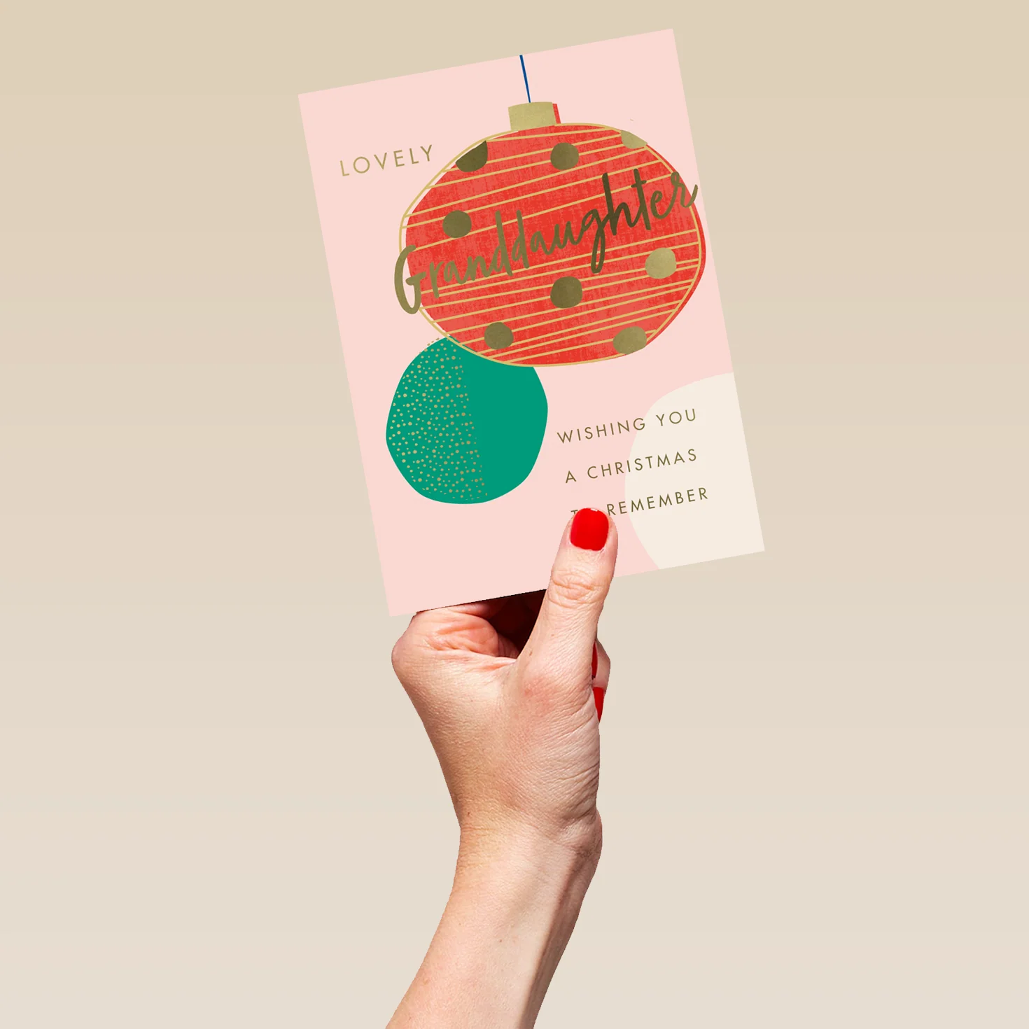 Personalised Granddaughter Colourful Baubles Christmas Card - Image 5