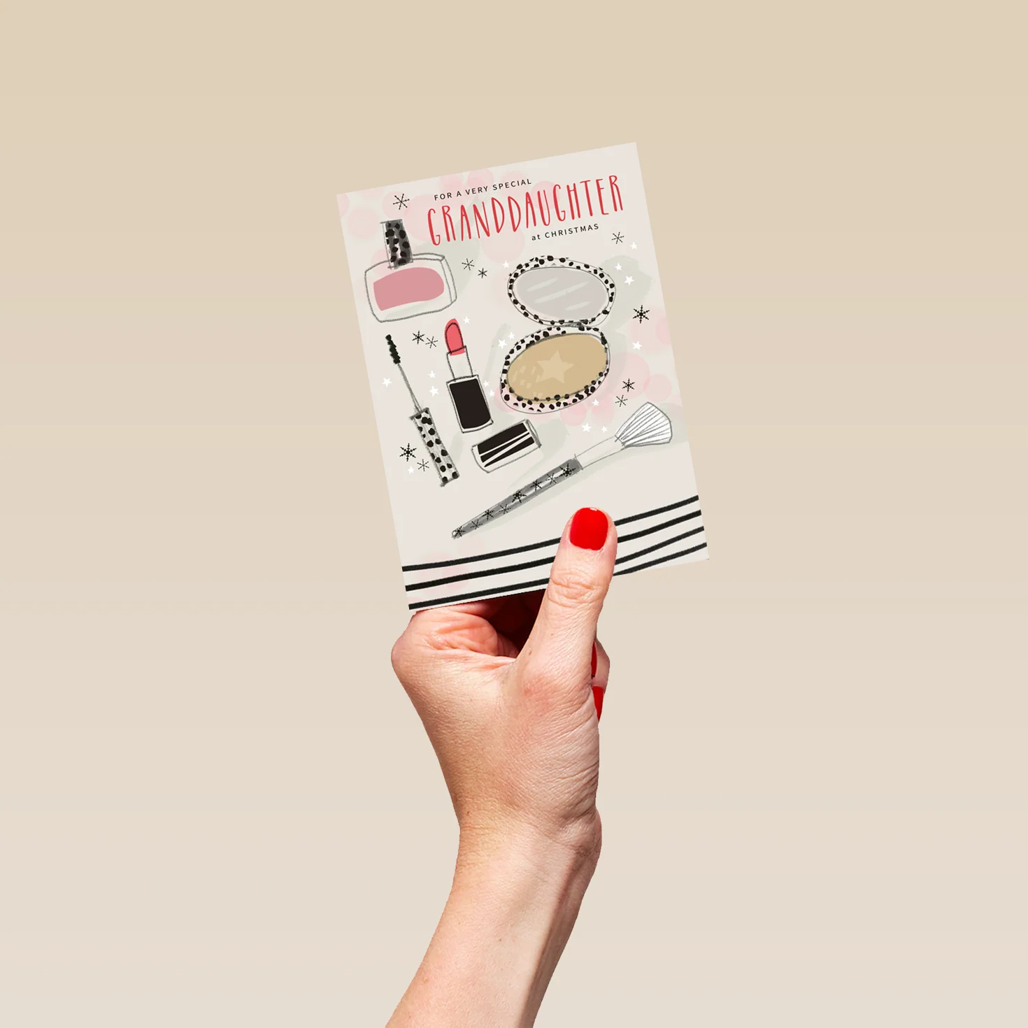 Personalised Granddaughter Cosmetics & Makeup Fun Christmas Card - Image 4