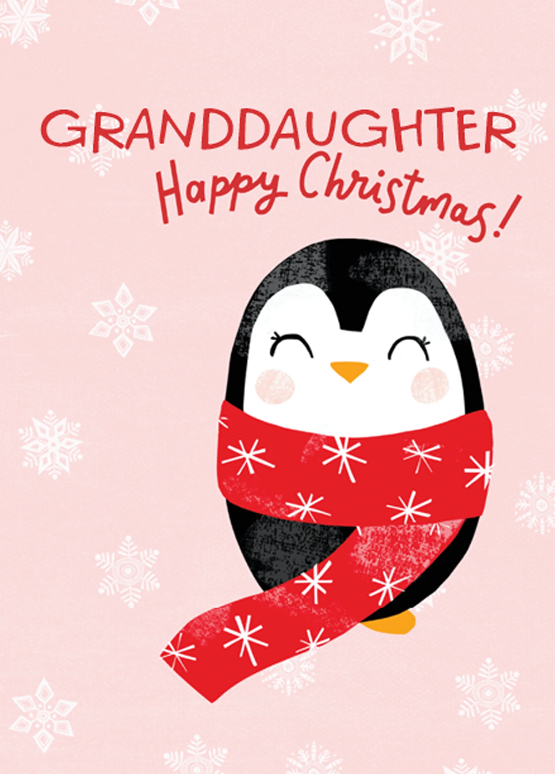 Personalised Granddaughter Cute Penguin Christmas Card