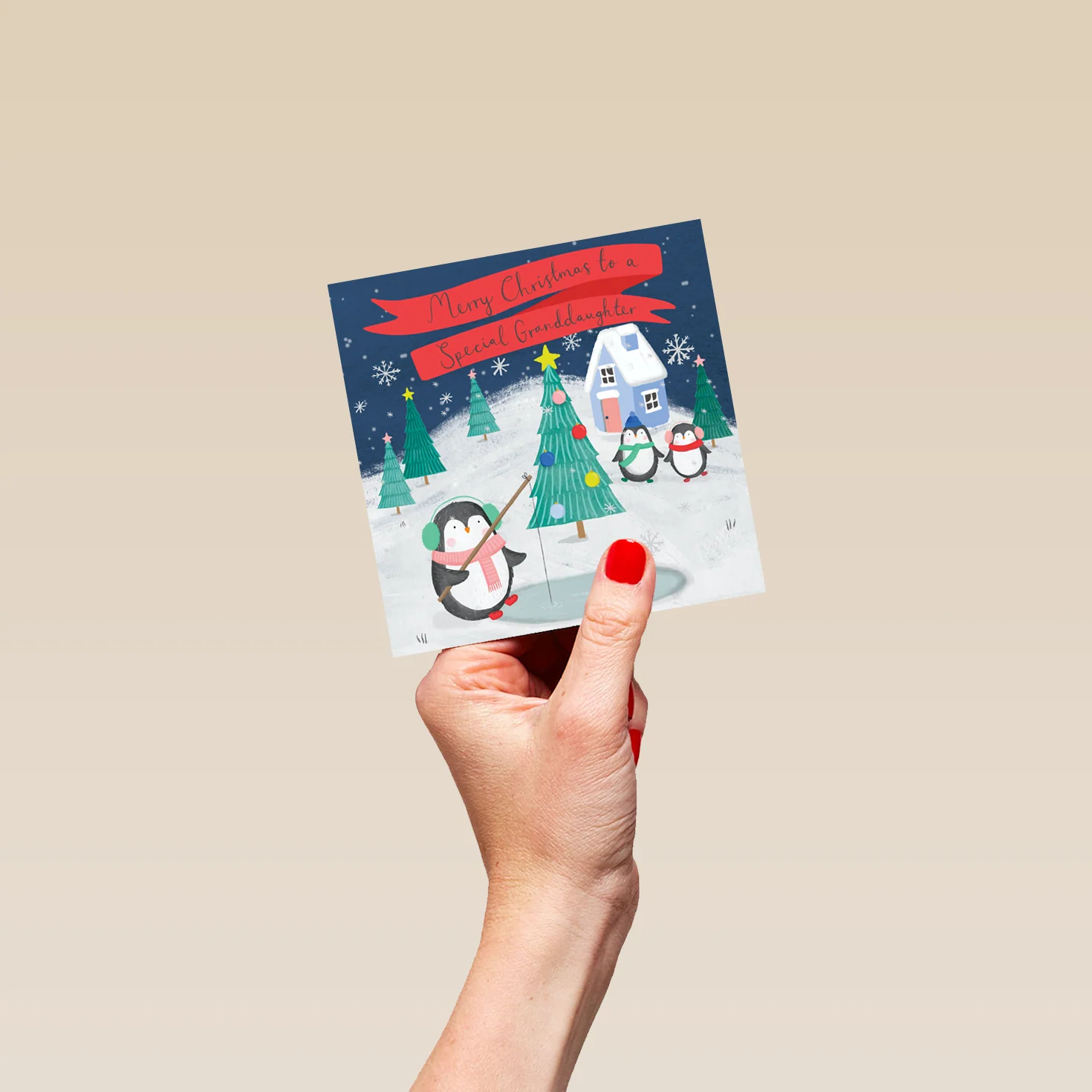 Personalised Granddaughter Cute Penguins Christmas Card - Image 4