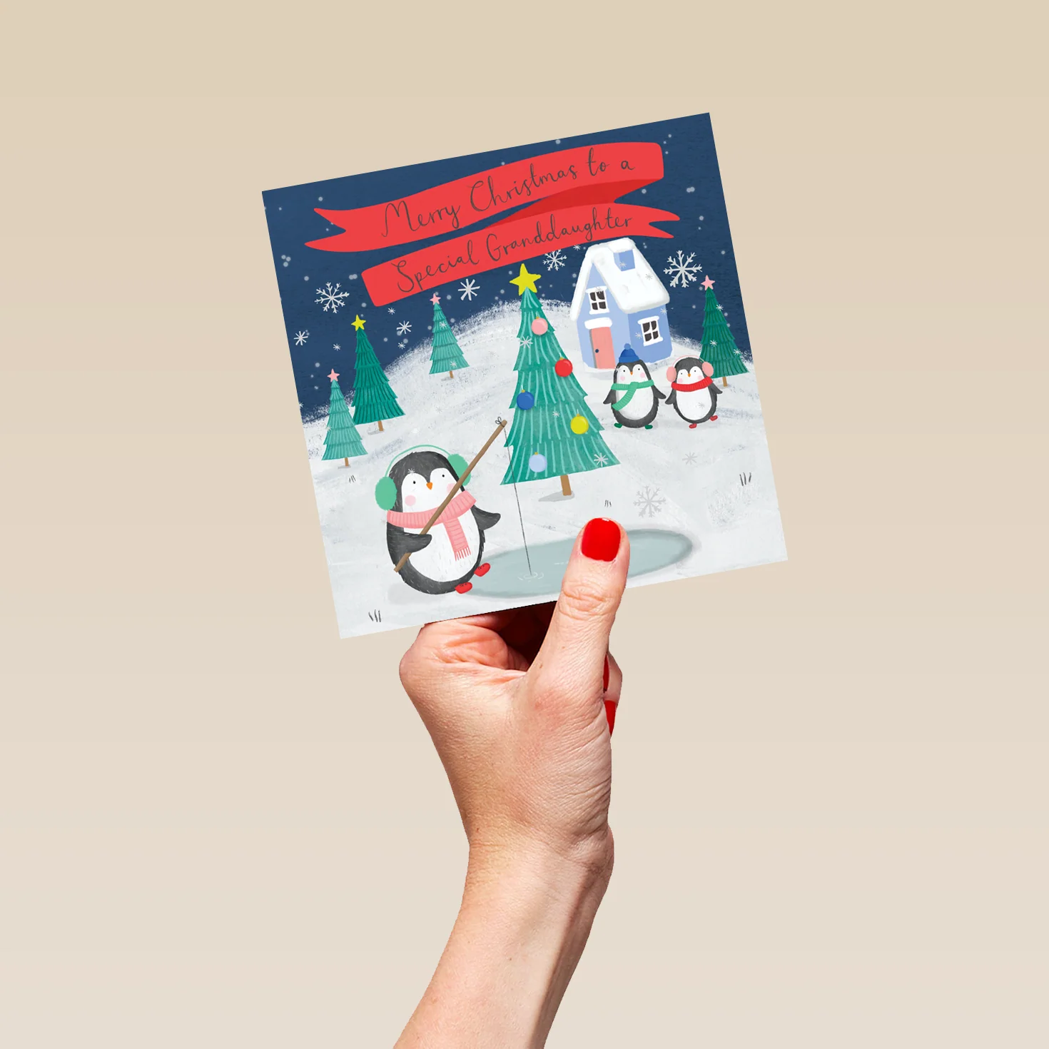 Personalised Granddaughter Cute Penguins Christmas Card - Image 5