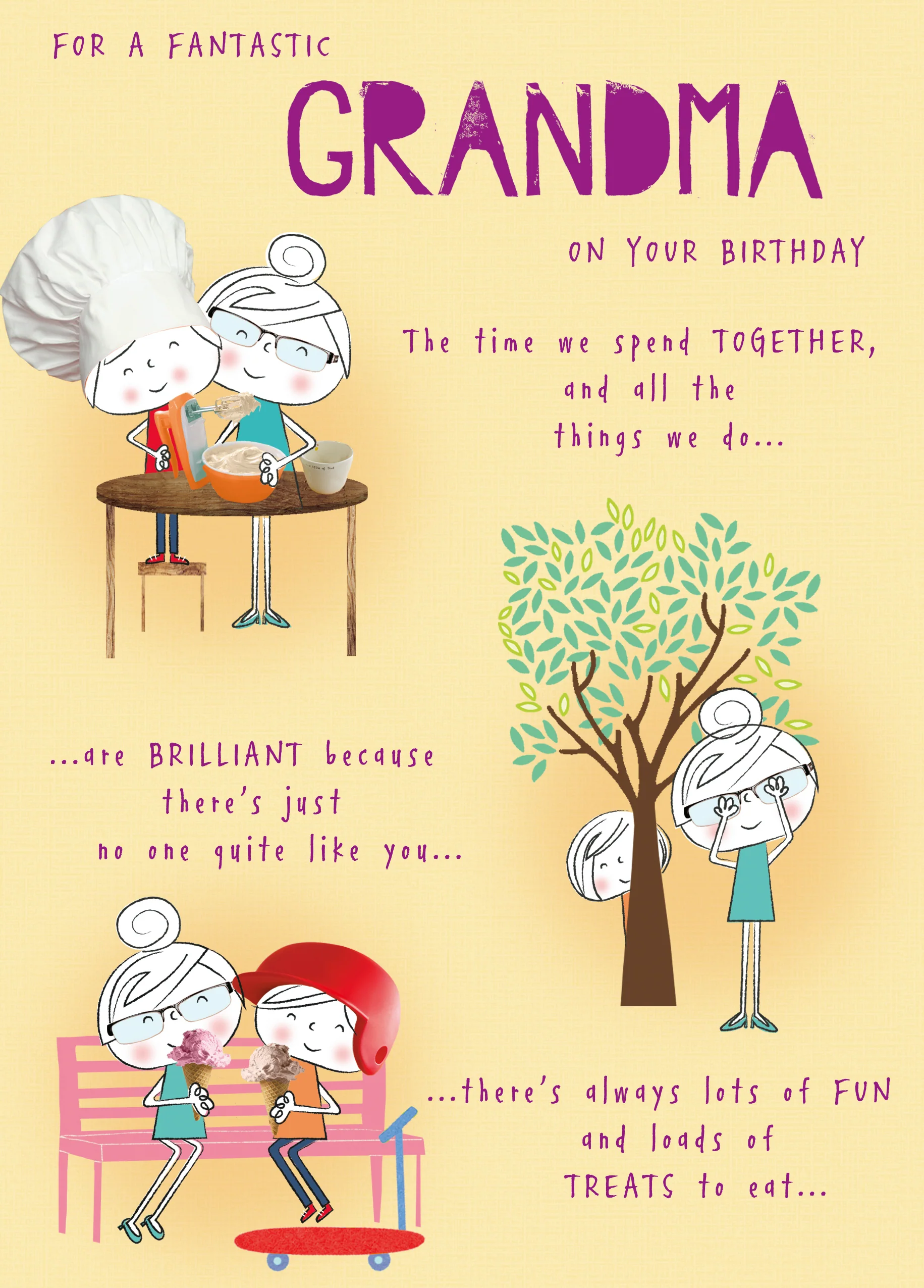 Personalised Grandma Funny Rebus Illustrated Birthday Verse Card