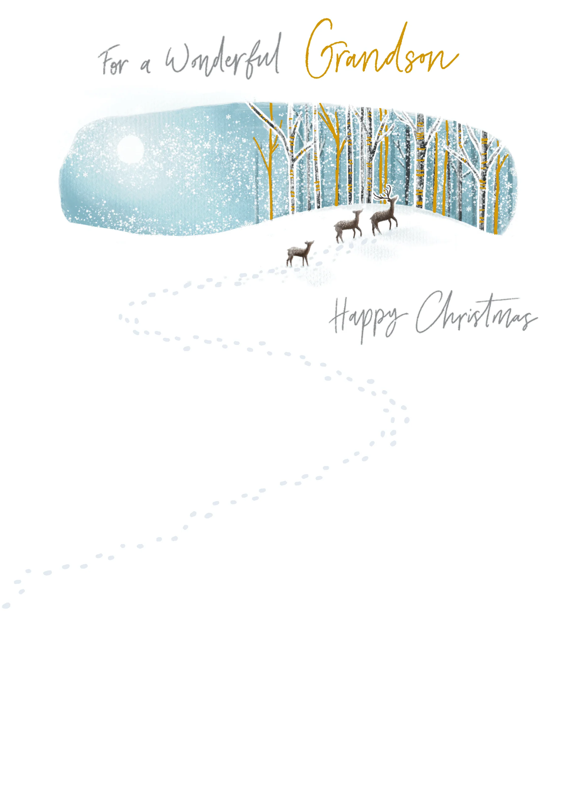 Personalised Grandson Classic Snow Design Christmas Card