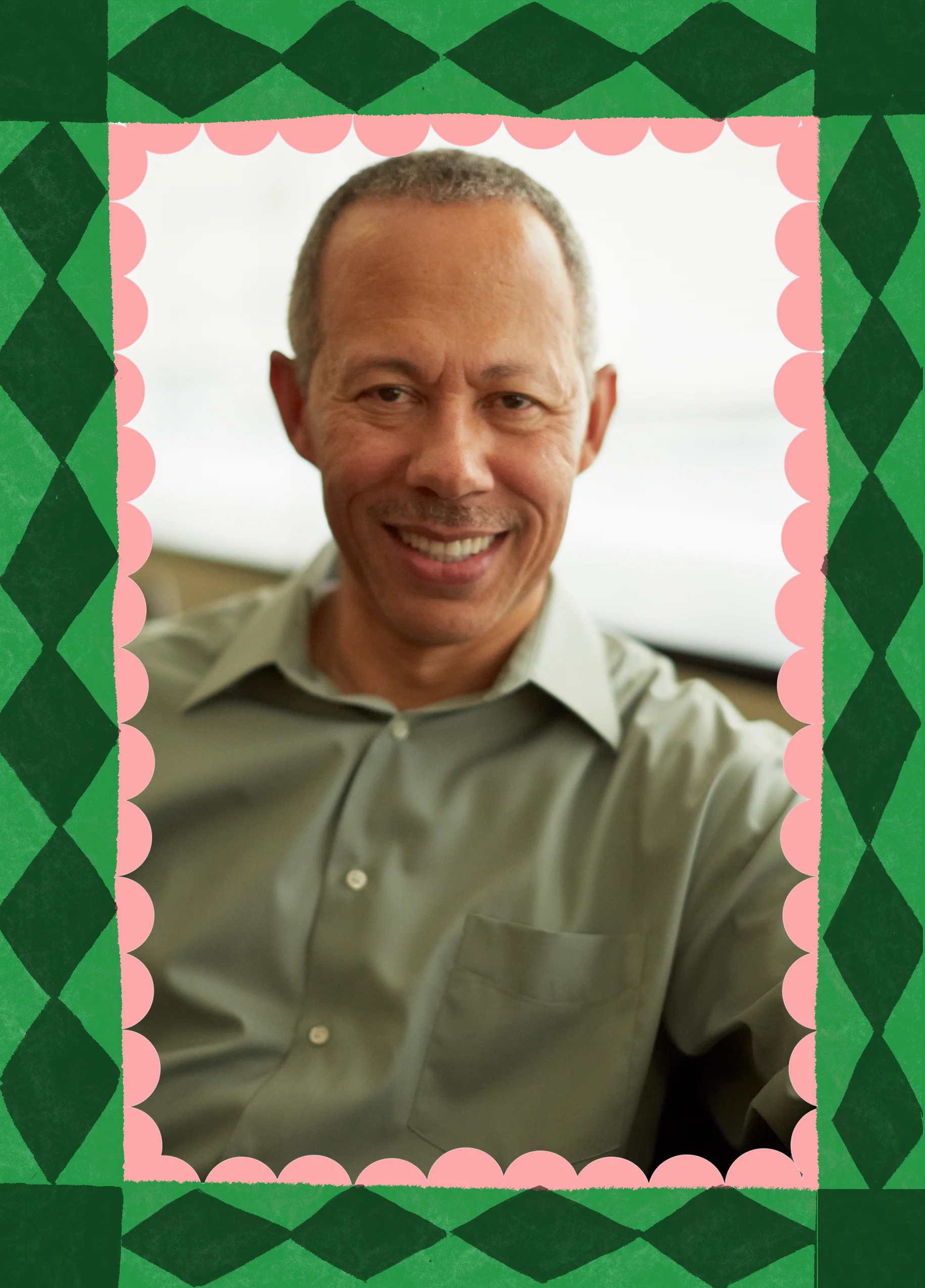 Personalised 'Green Geo Frame' Photo Upload Birthday Card