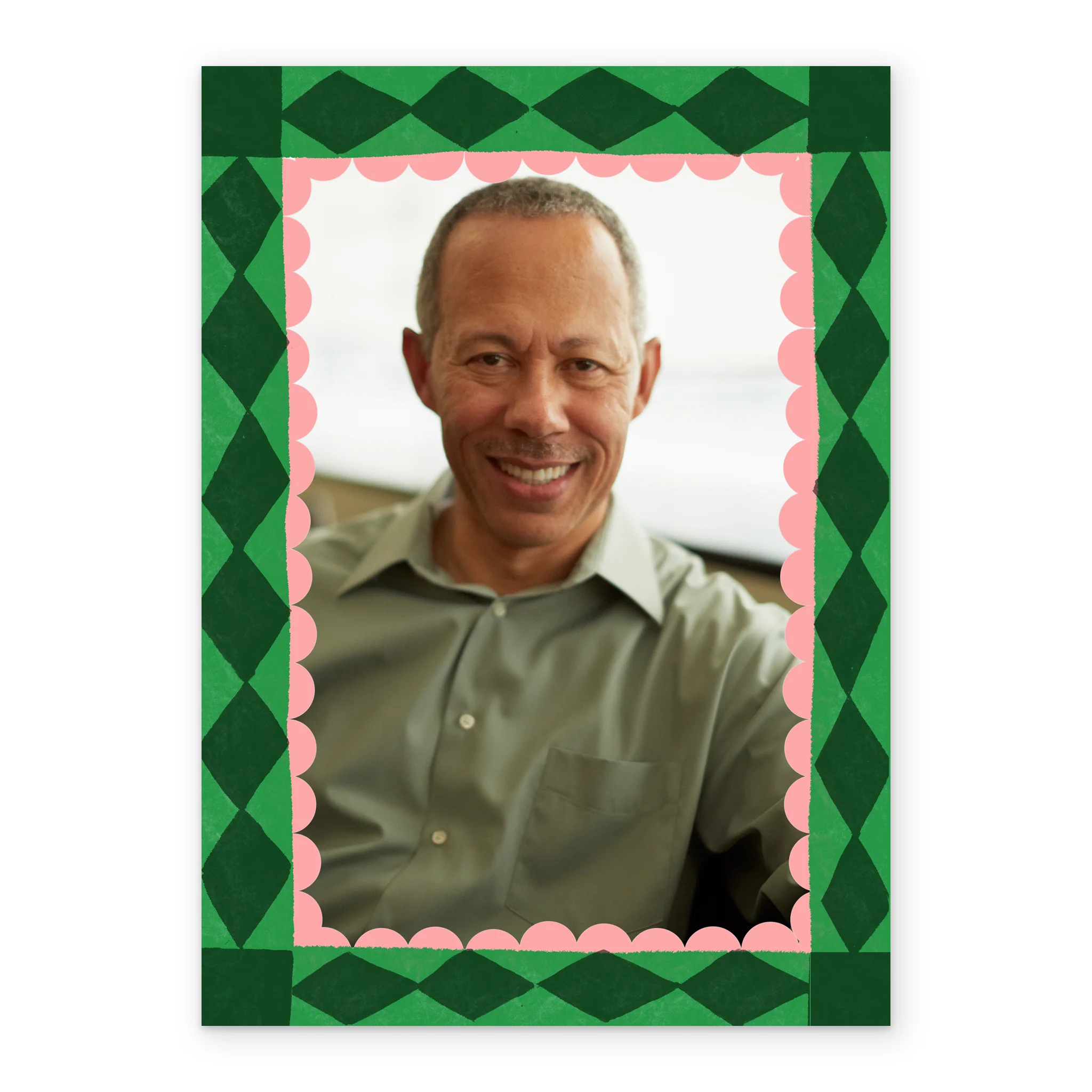 Personalised 'Green Geo Frame' Photo Upload Birthday Card - Image 2