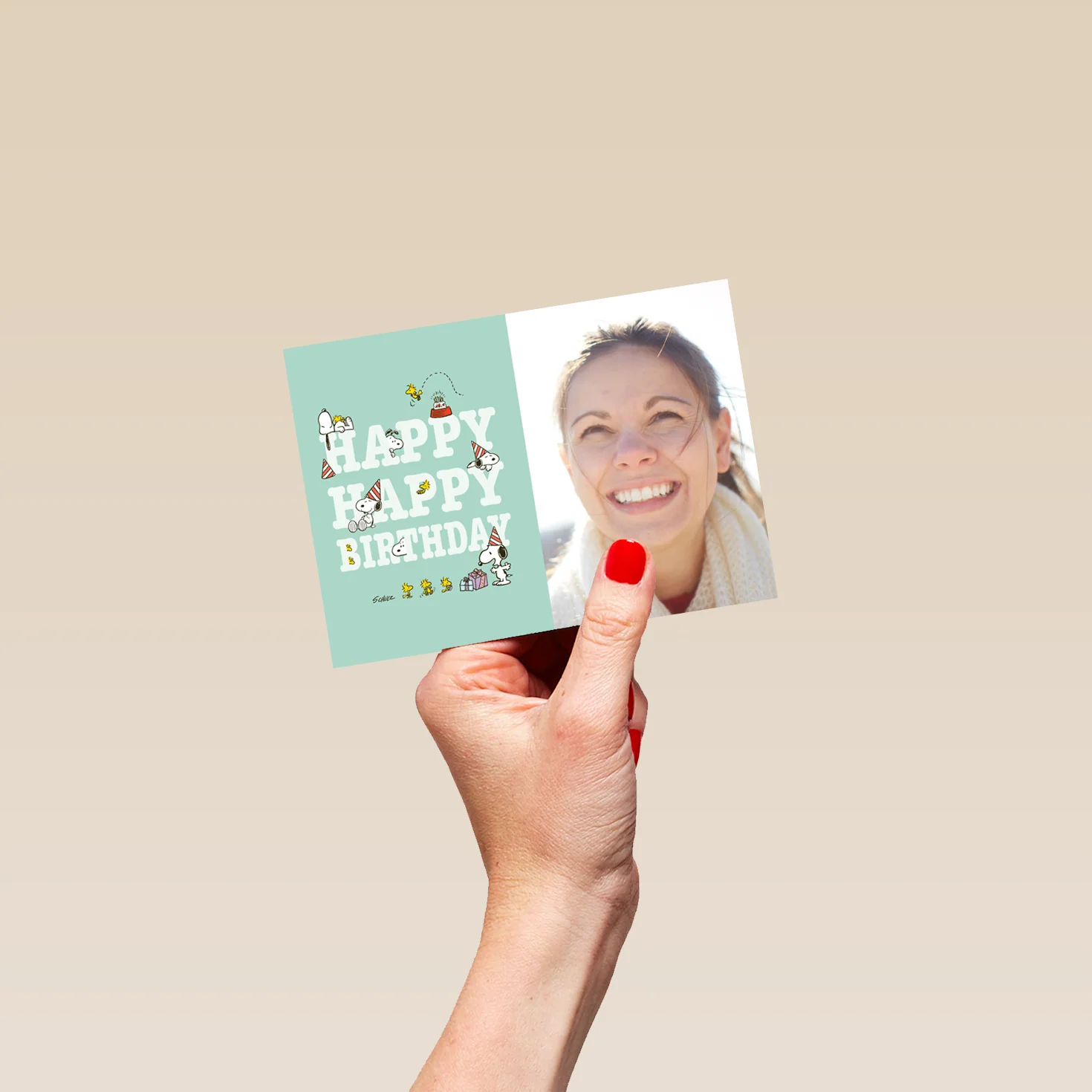 Personalised Green SNOOPY & Friends Photo Upload Birthday Card - Image 4