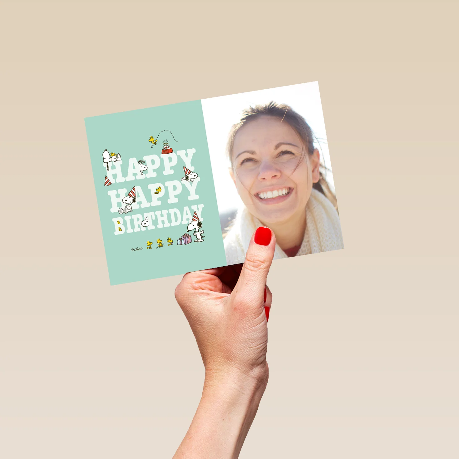 Personalised Green SNOOPY & Friends Photo Upload Birthday Card - Image 5