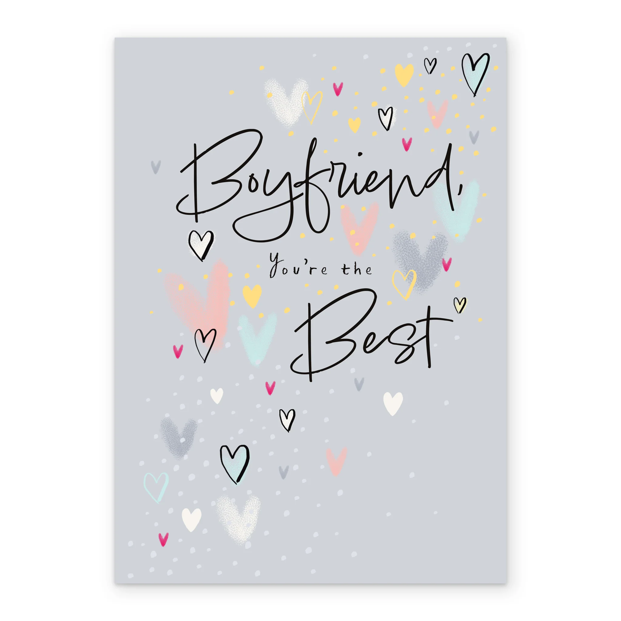 Personalised Grey Hearts Birthday Card for Boyfriend - Image 2
