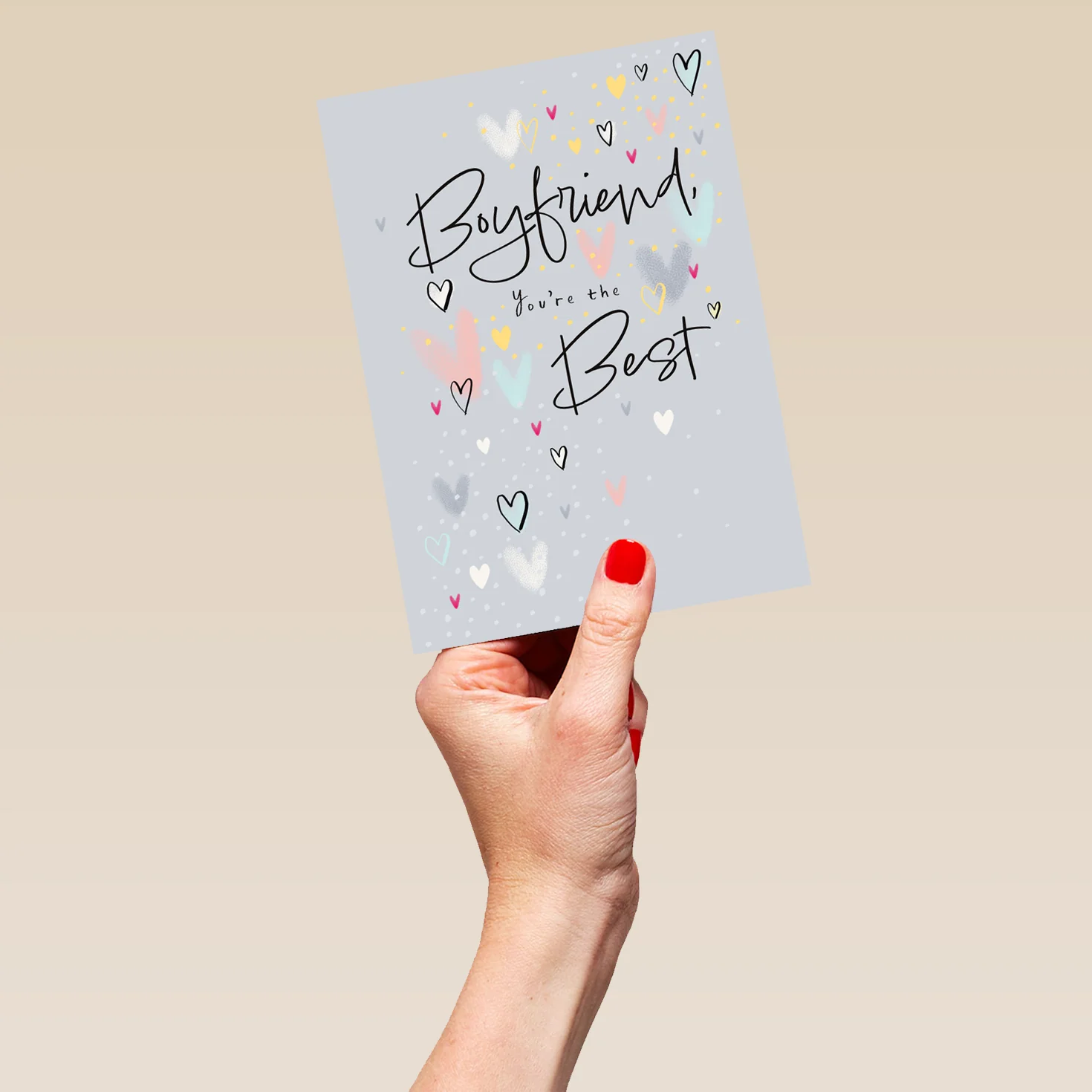 Personalised Grey Hearts Birthday Card for Boyfriend - Image 5