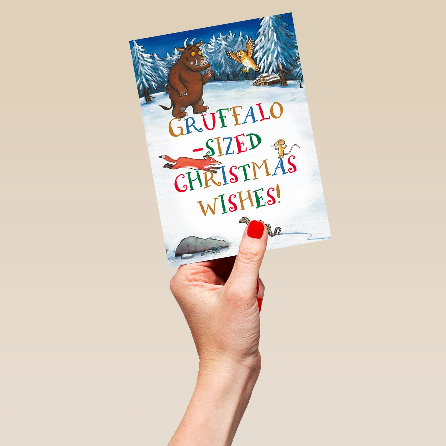 Personalised 'Gruffalo Sized Wishes' Illustrated Christmas Card For Kids - Image 5