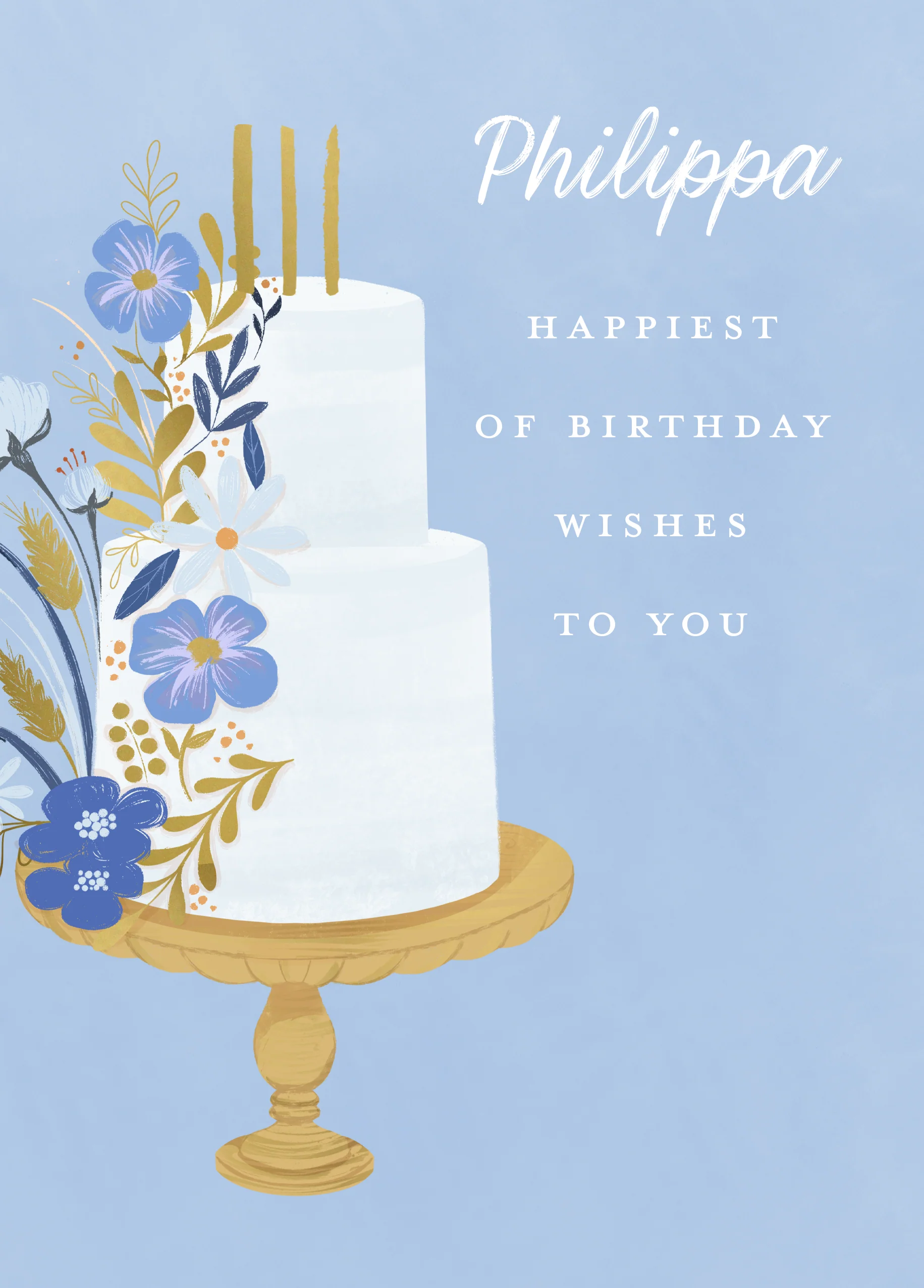 Personalised 'Happiest Wishes' Birthday Card