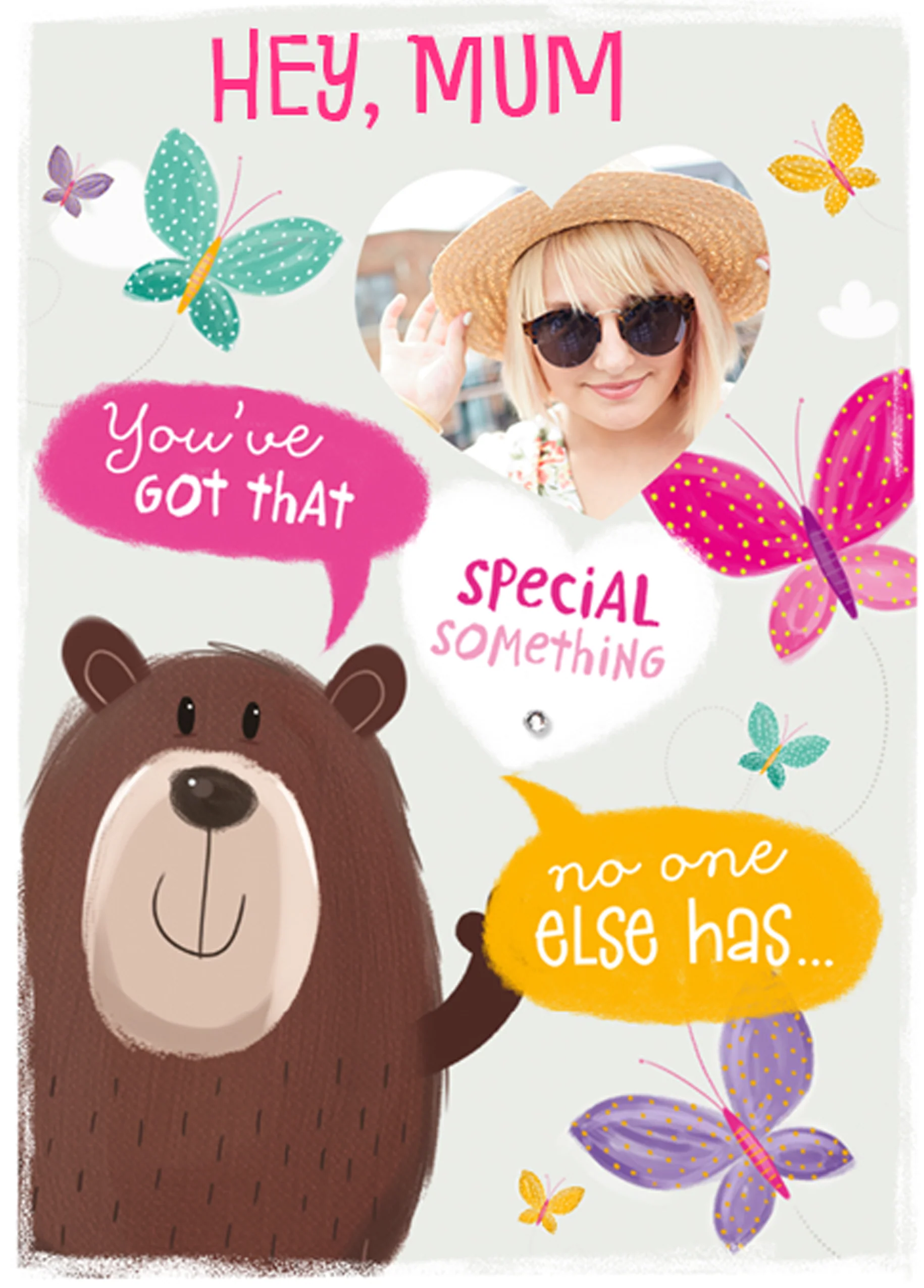 Personalised Happy Bear Photo Card For Mum