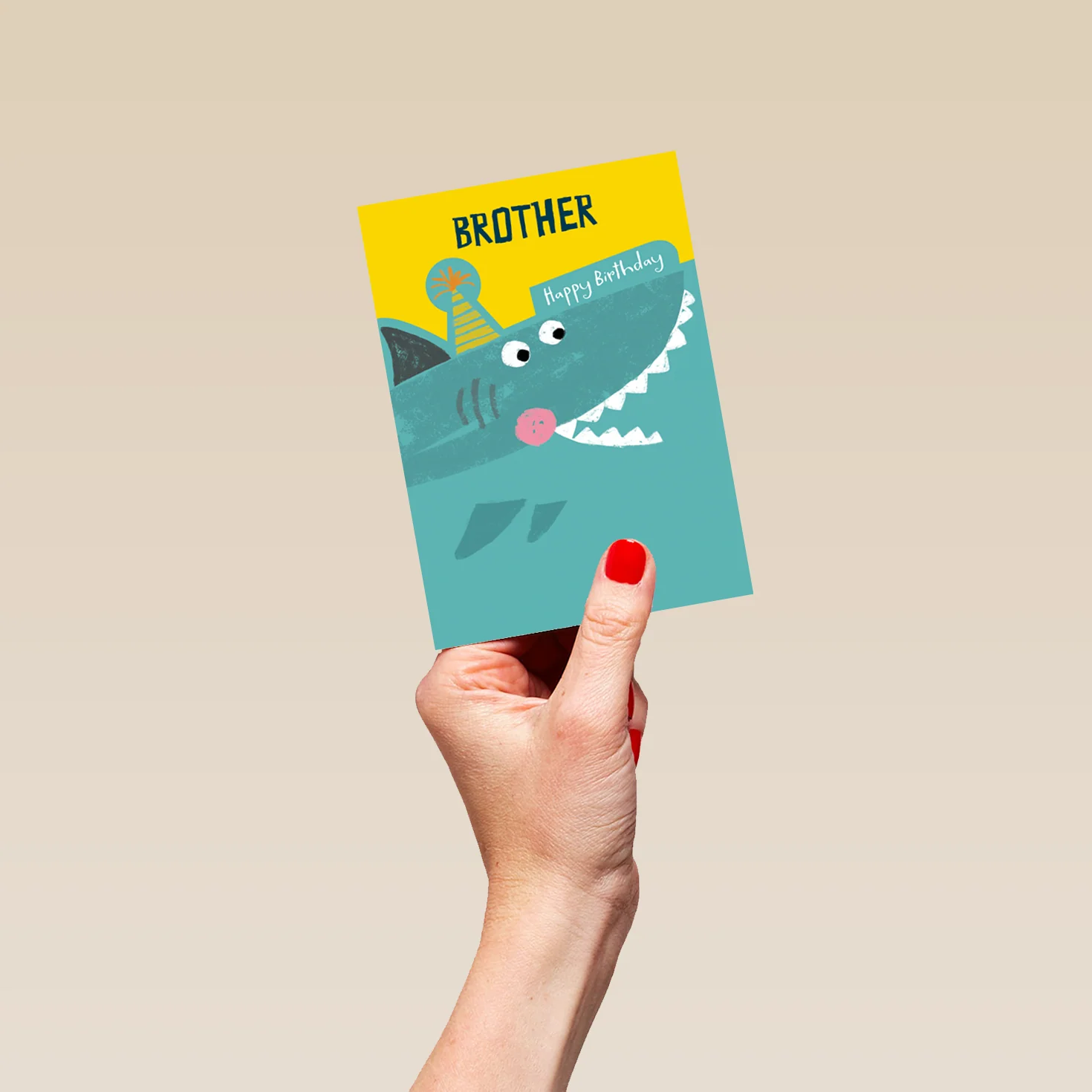 Personalised Happy Birthday Brother Cartoon Shark Card - Image 4