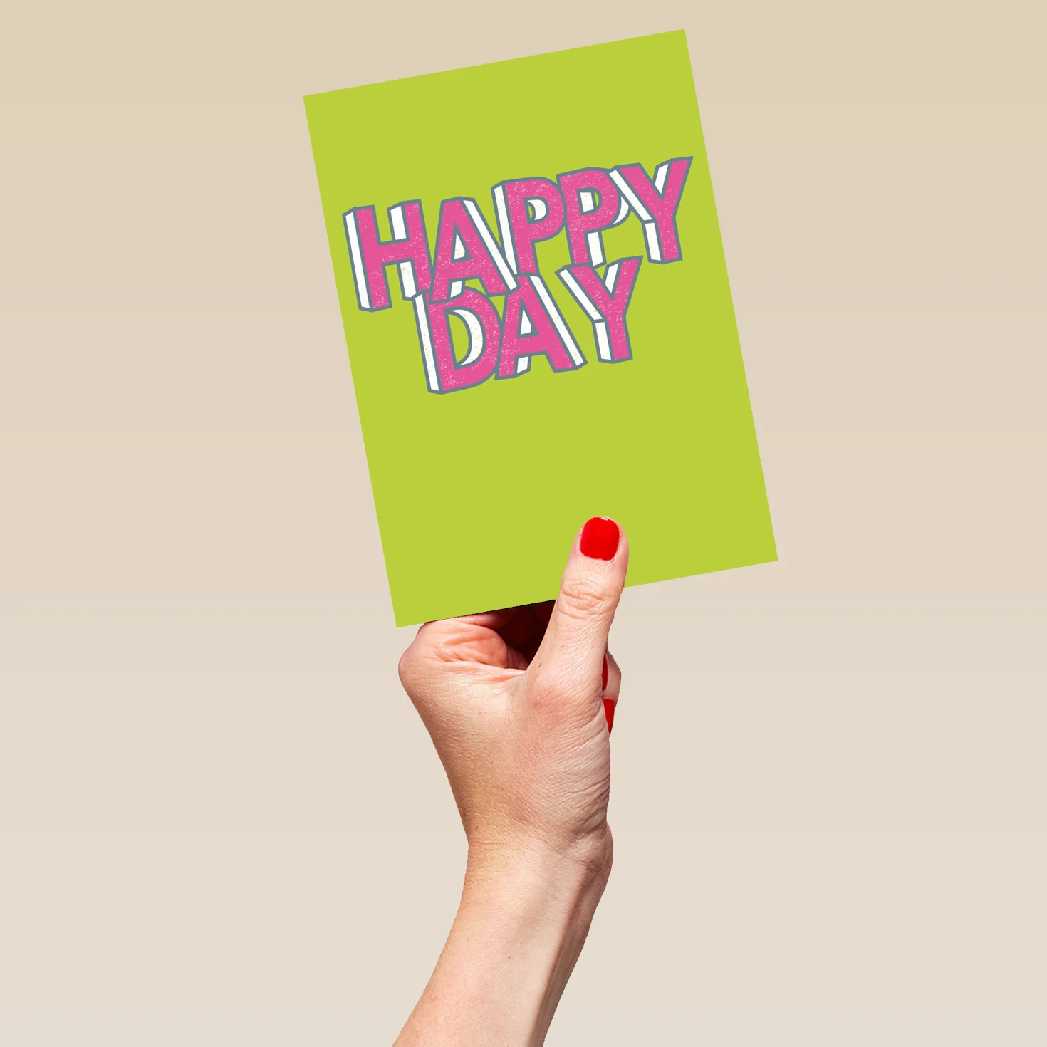 Personalised Happy Day Green And Pink Text Birthday Card - Image 5