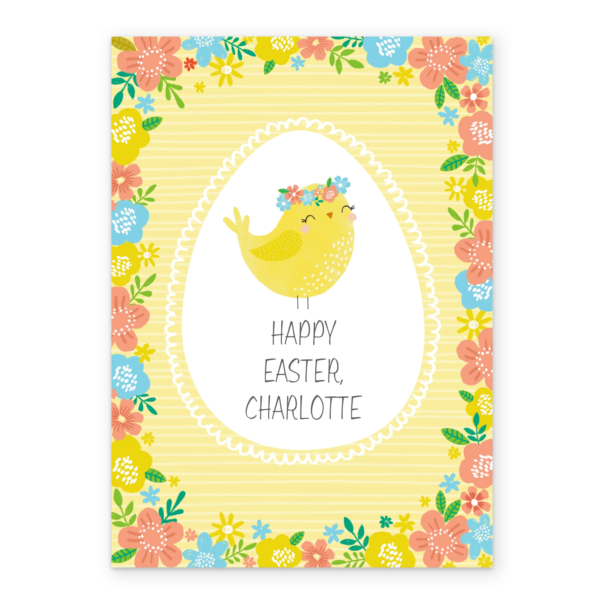 Personalised Happy Flowers Chick Easter Card - Image 2