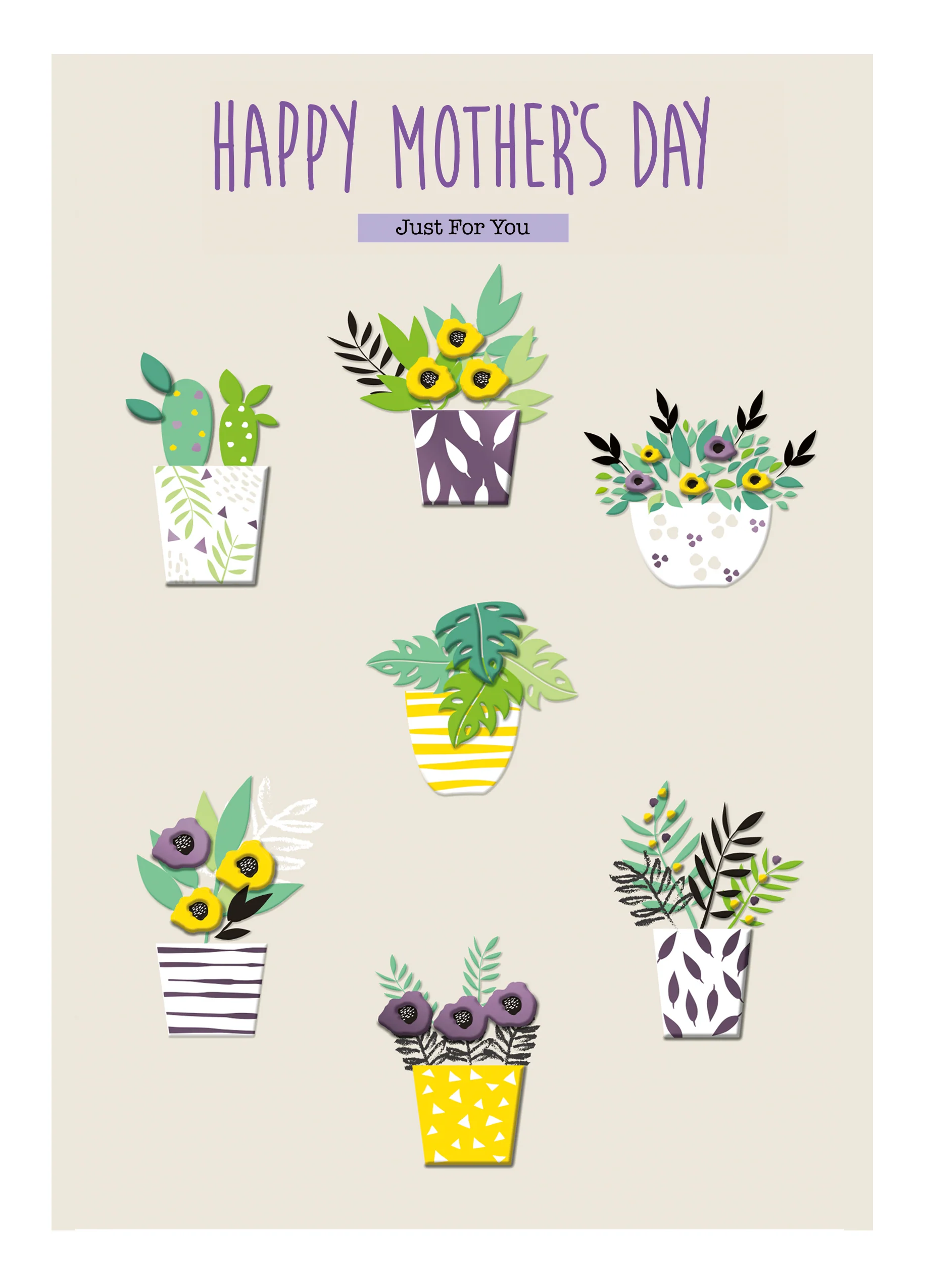 Personalised Happy Flowers & Houseplants Mother's Day Card