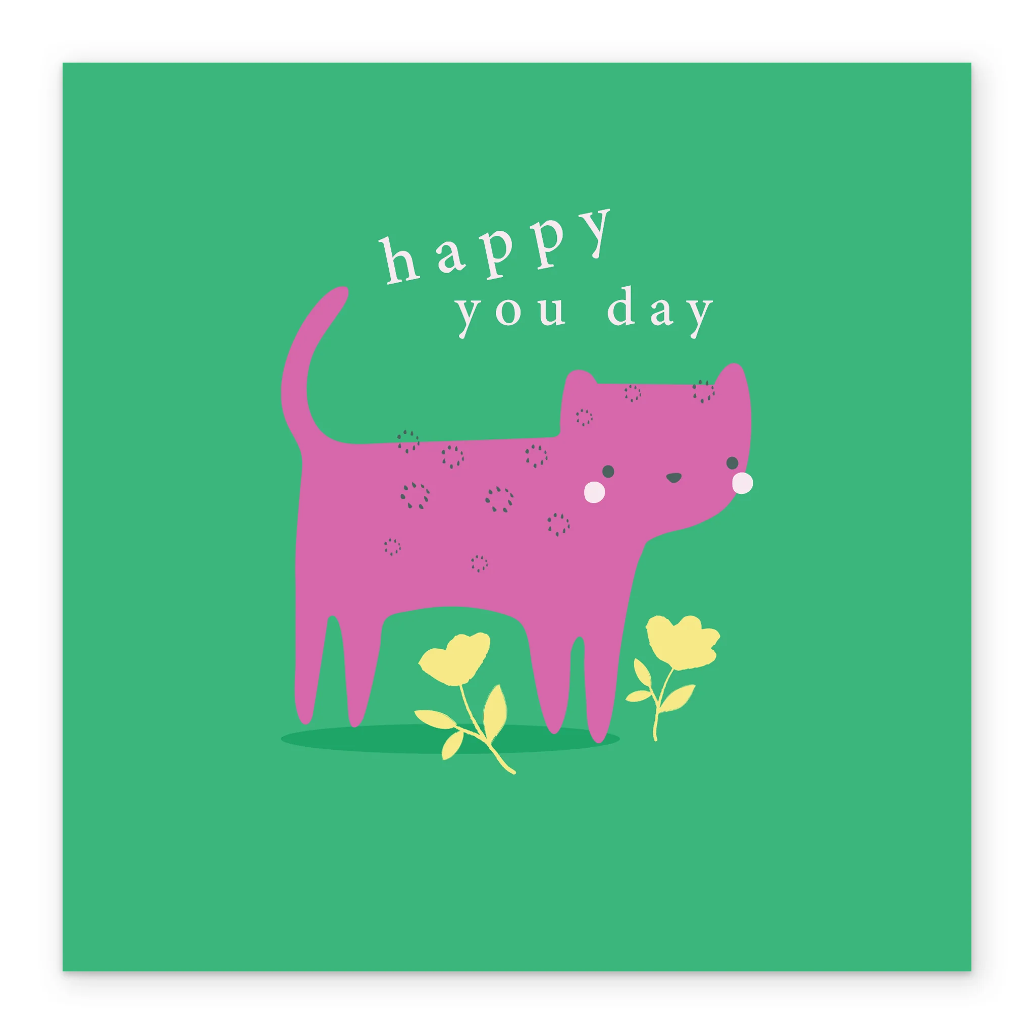 Personalised 'Happy You Day' Pink Cat Birthday Card - Image 2