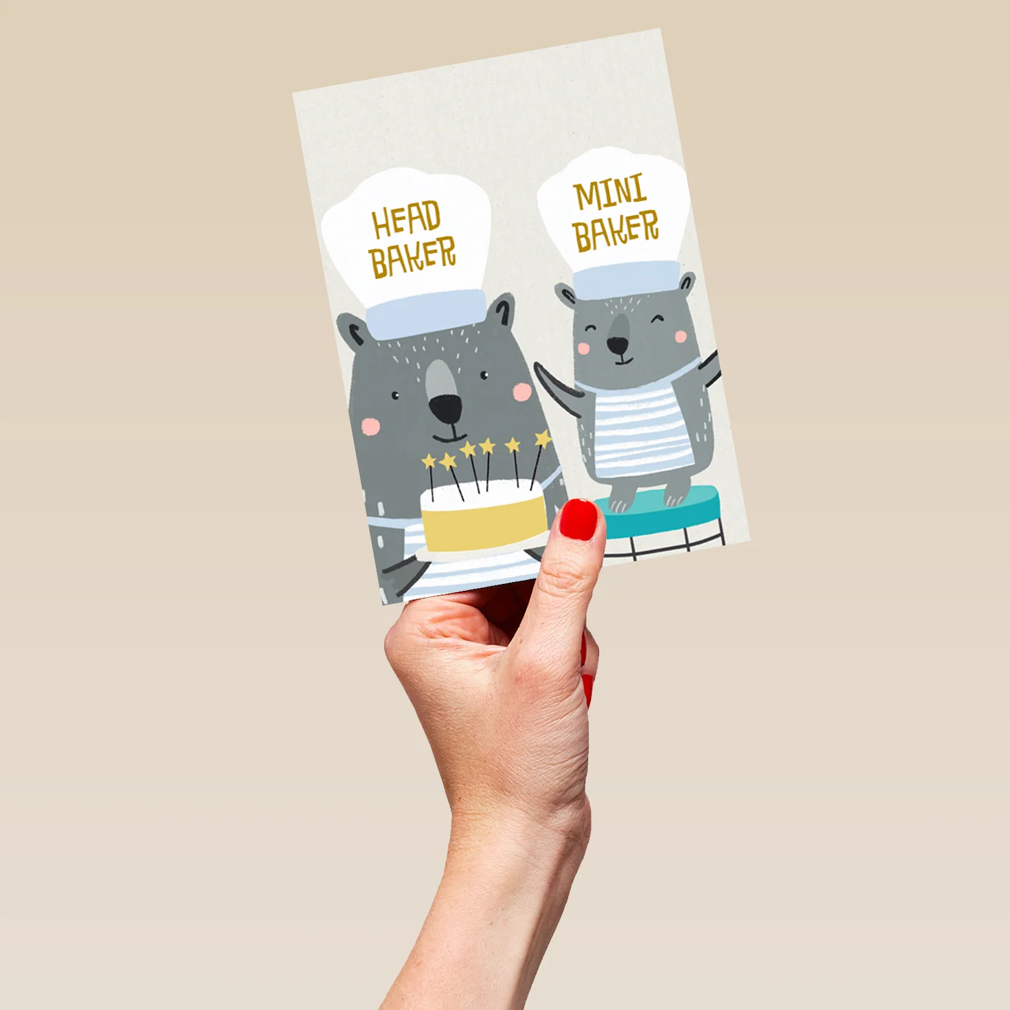 Personalised Head Baker And Mini Baker Bear Father's Day Card - Image 5