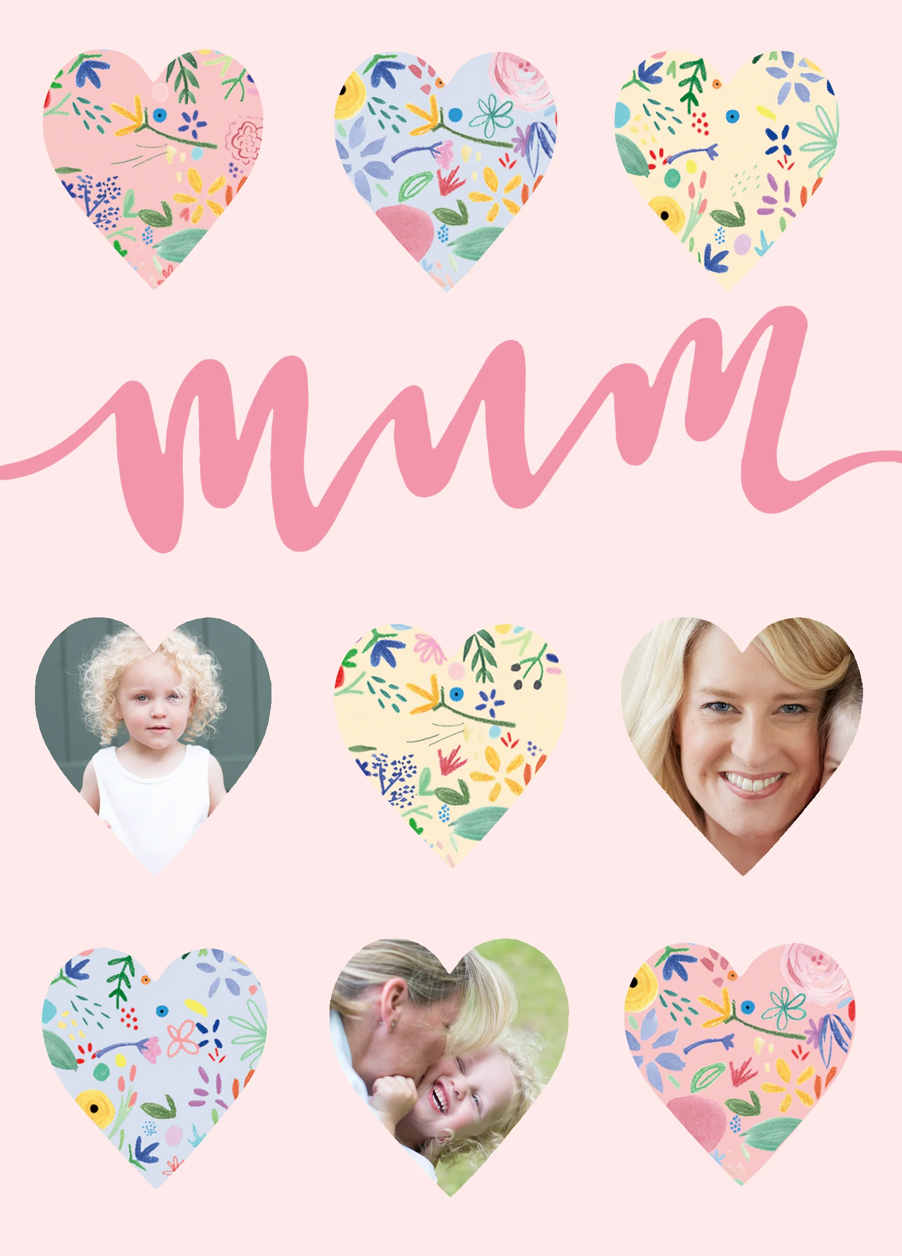 Personalised Heart Collage Mother's Day Photo Upload Card For Mum