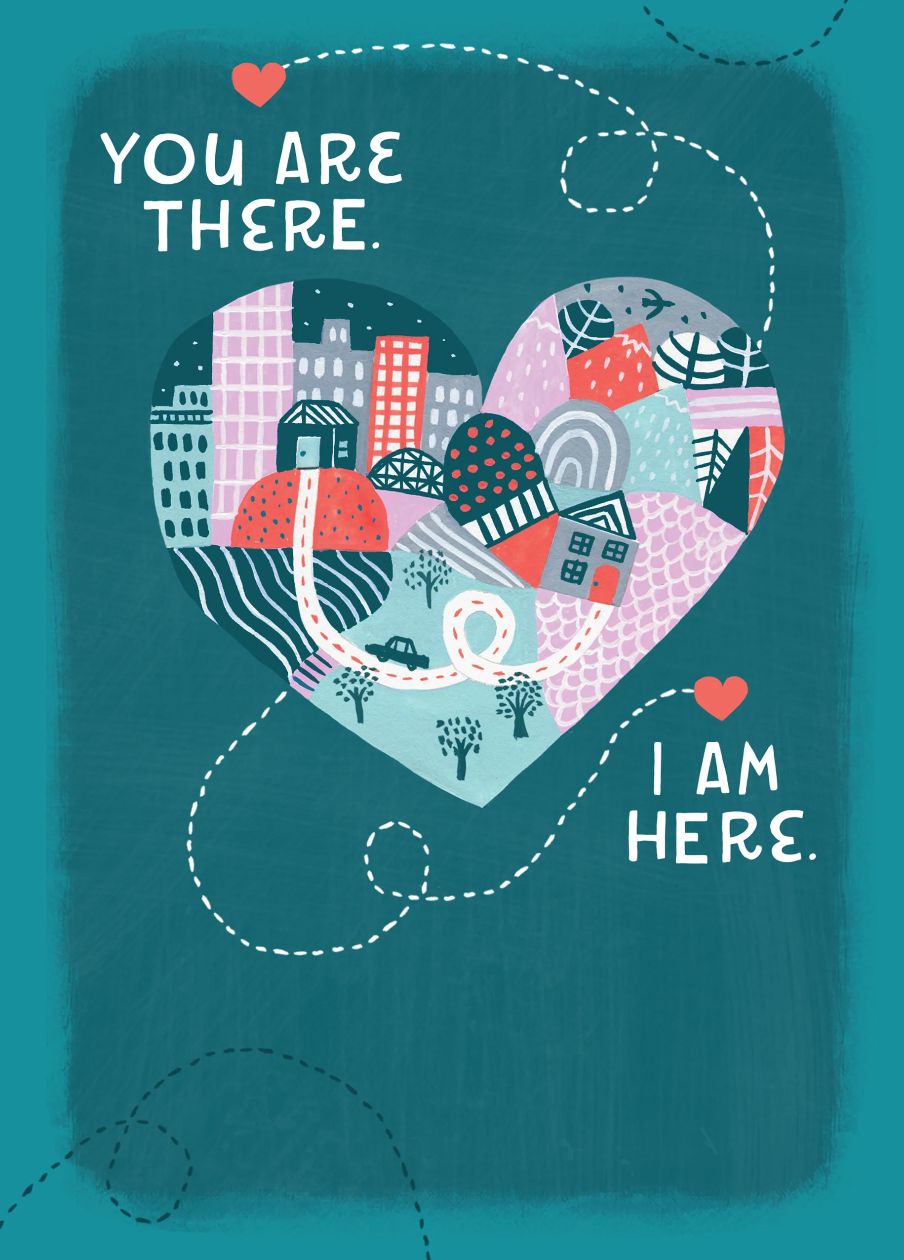 Personalised Heart & Houses Miss You Card