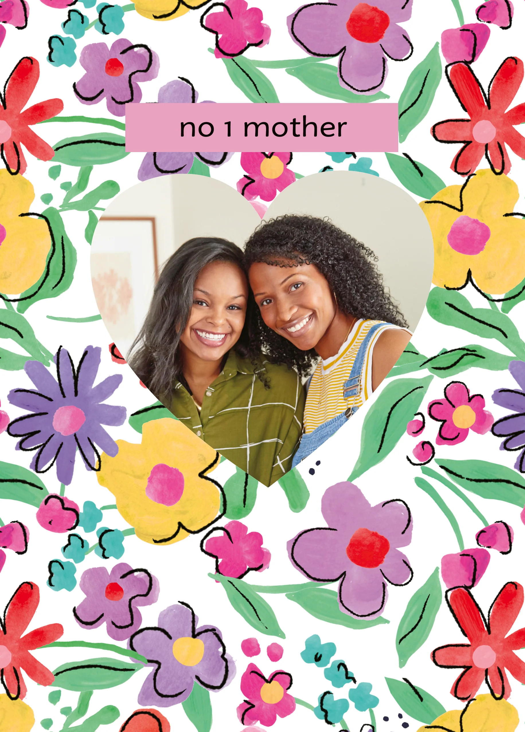Personalised Heart Number 1 Mother's Day Photo Upload Card For Mother