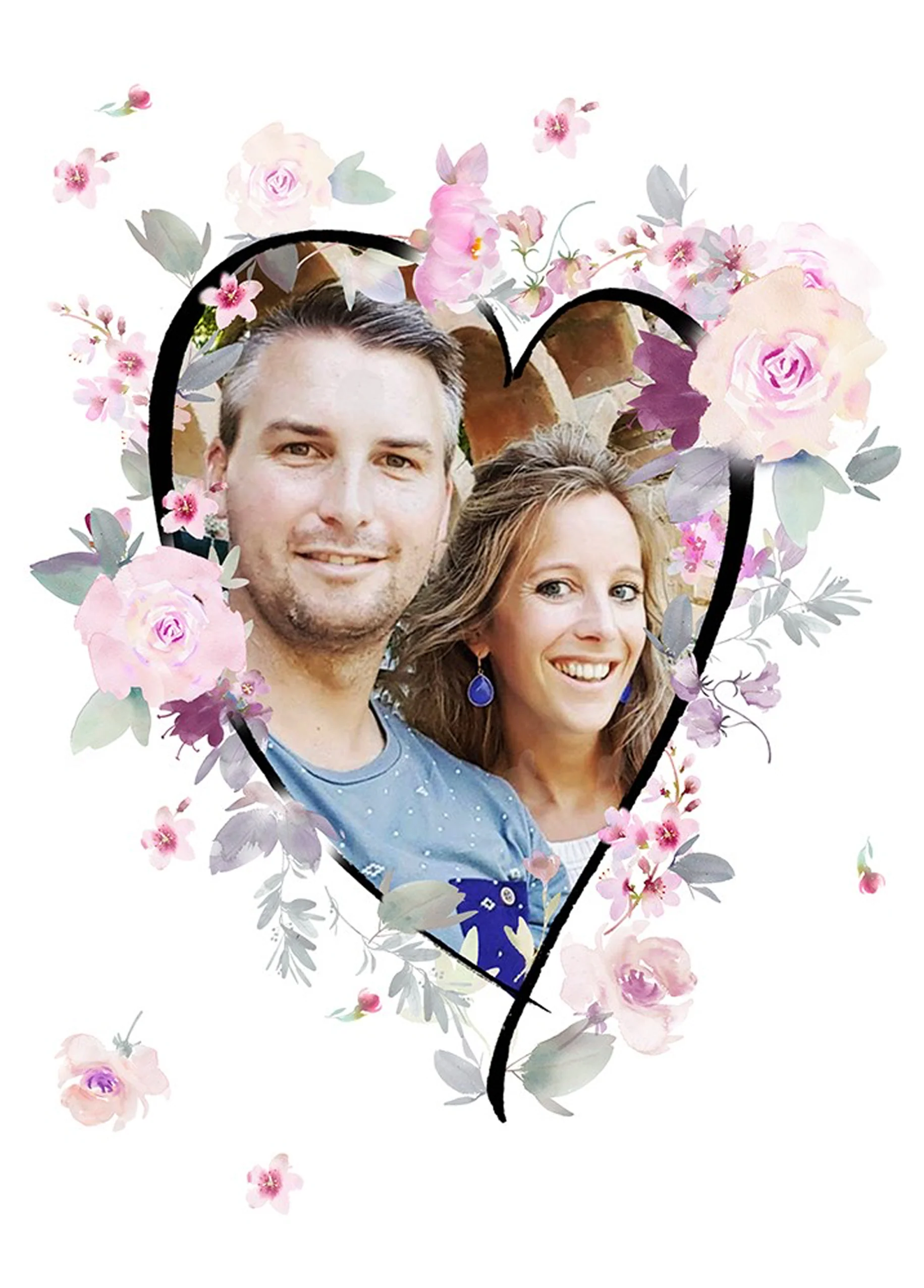 Personalised Heart Shaped Flowers Photo Card