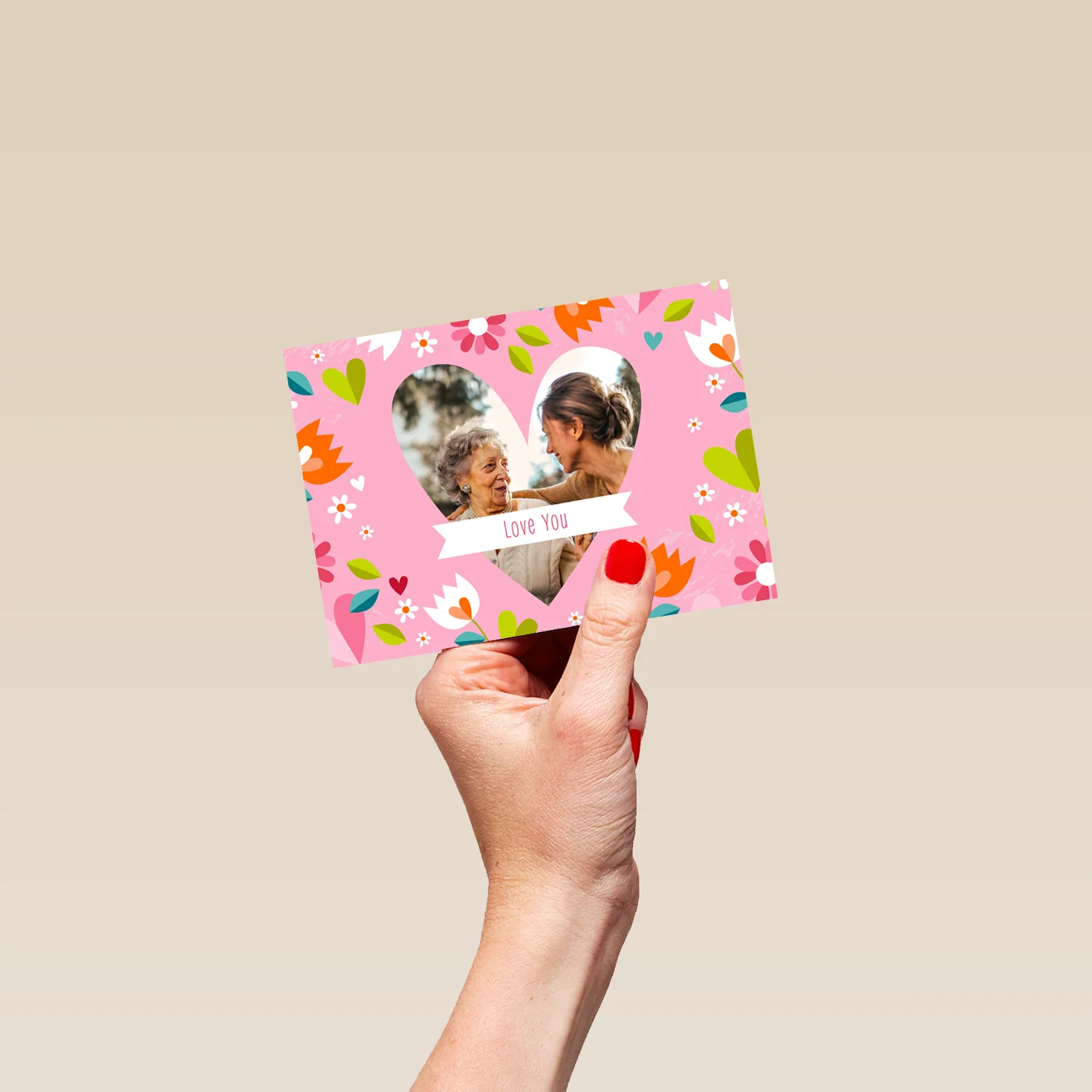 Personalised Heart-Shaped Photo Upload Mother's Day Card - Image 4