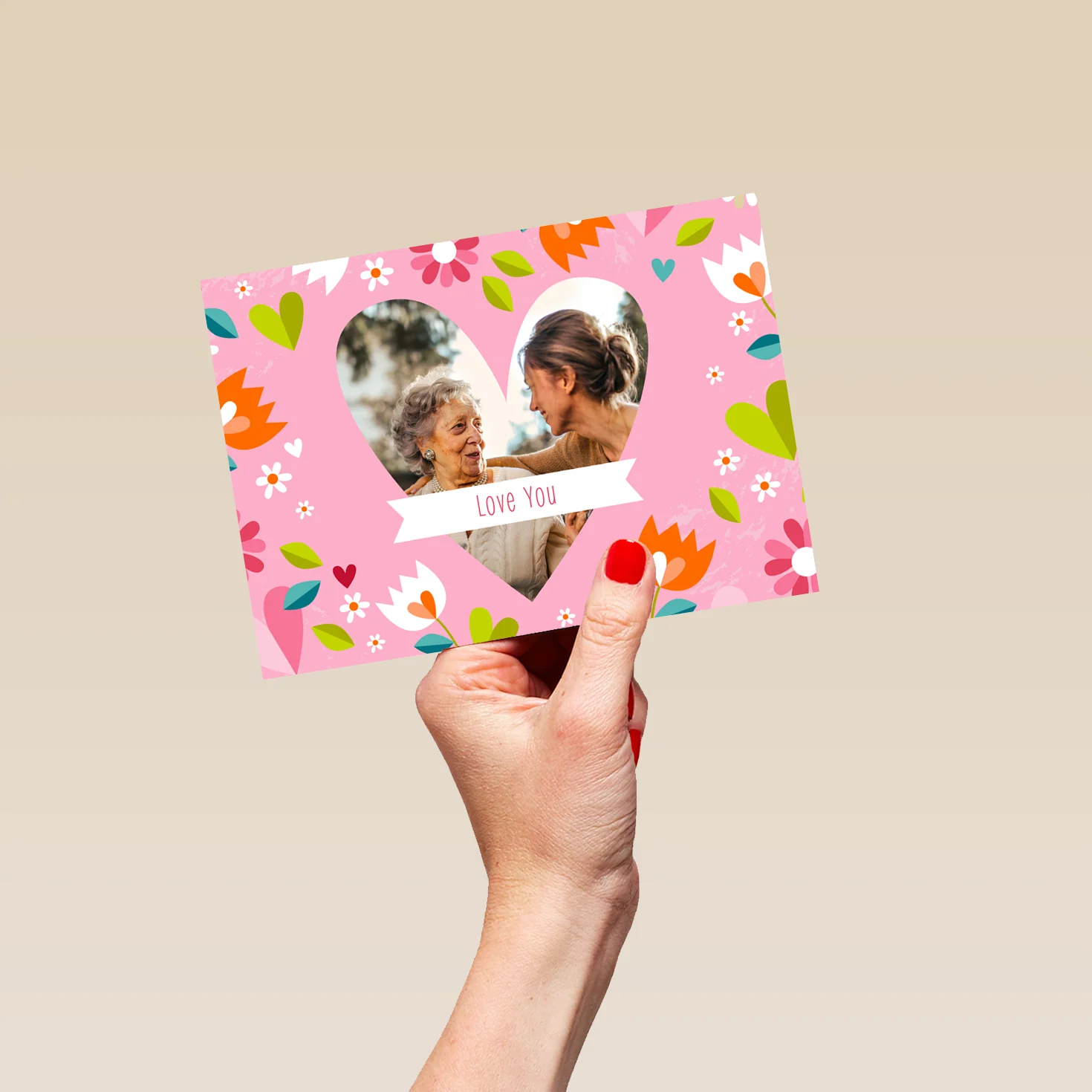 Personalised Heart-Shaped Photo Upload Mother's Day Card - Image 5