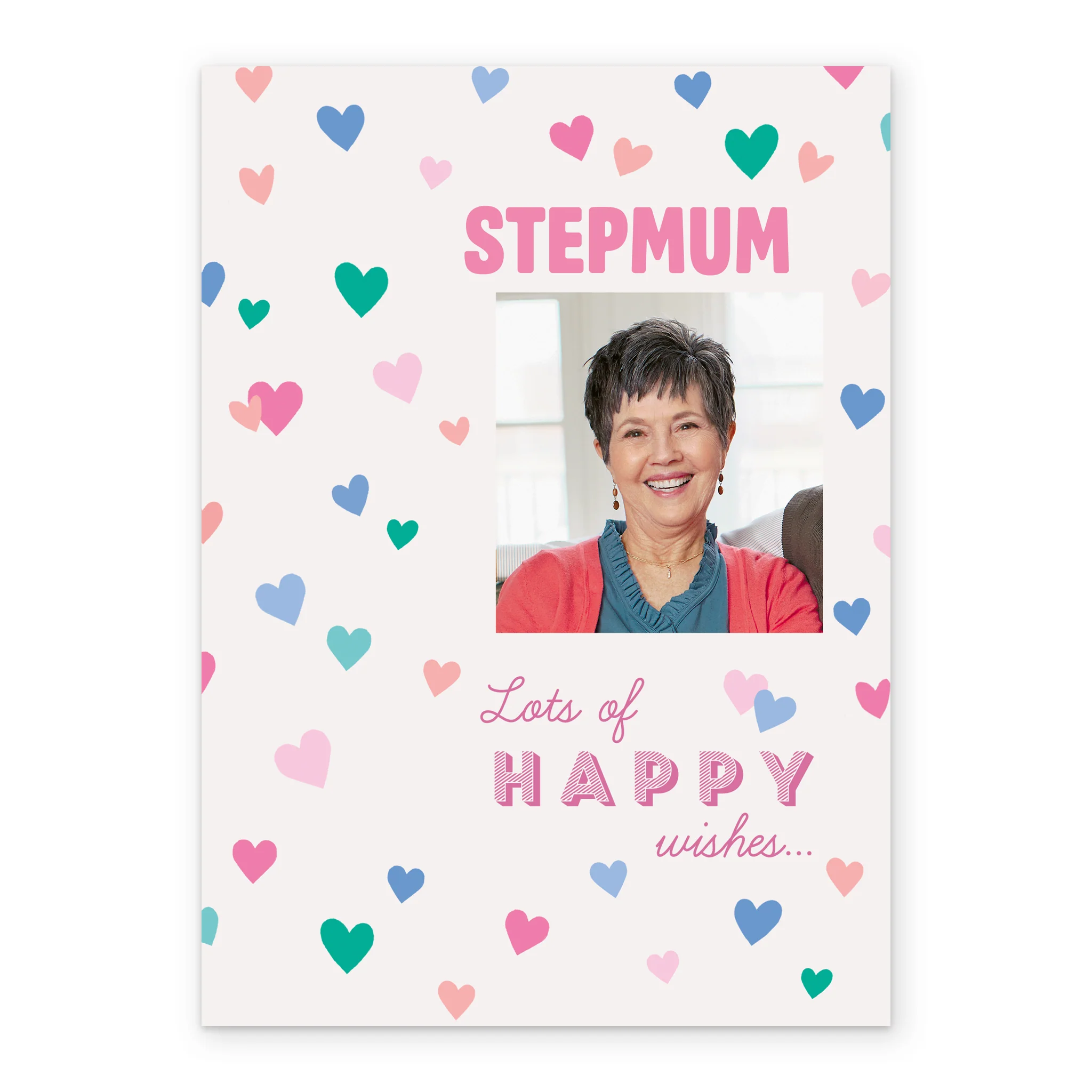 Personalised Hearts & Happy Wishes Mother's Day Photo Upload Card For Stepmum - Image 2