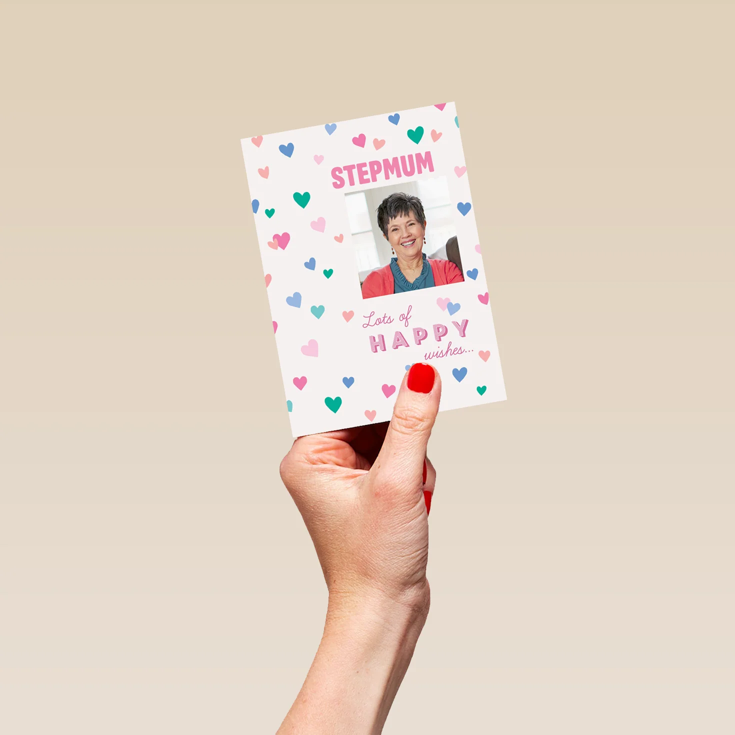 Personalised Hearts & Happy Wishes Mother's Day Photo Upload Card For Stepmum - Image 4
