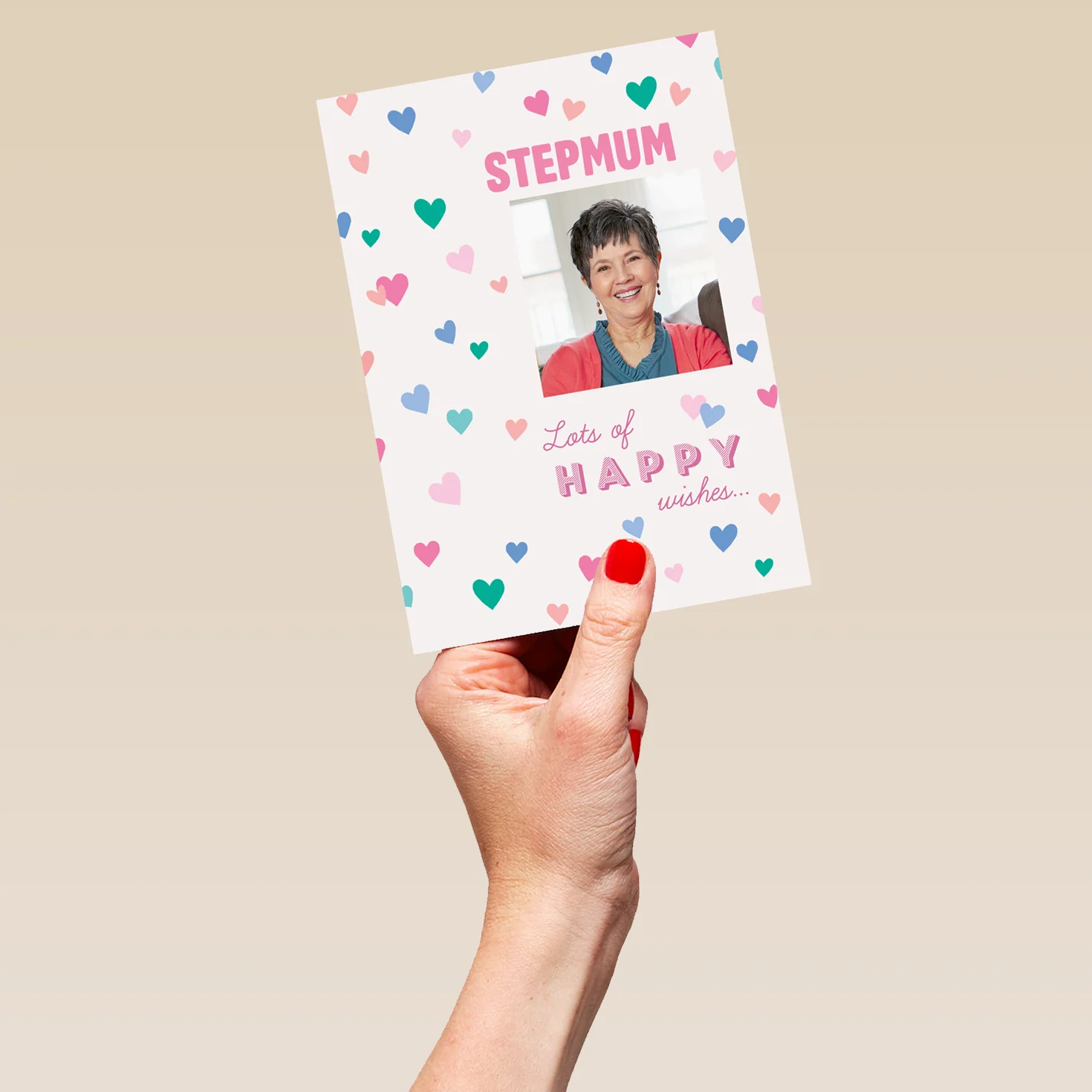 Personalised Hearts & Happy Wishes Mother's Day Photo Upload Card For Stepmum - Image 5