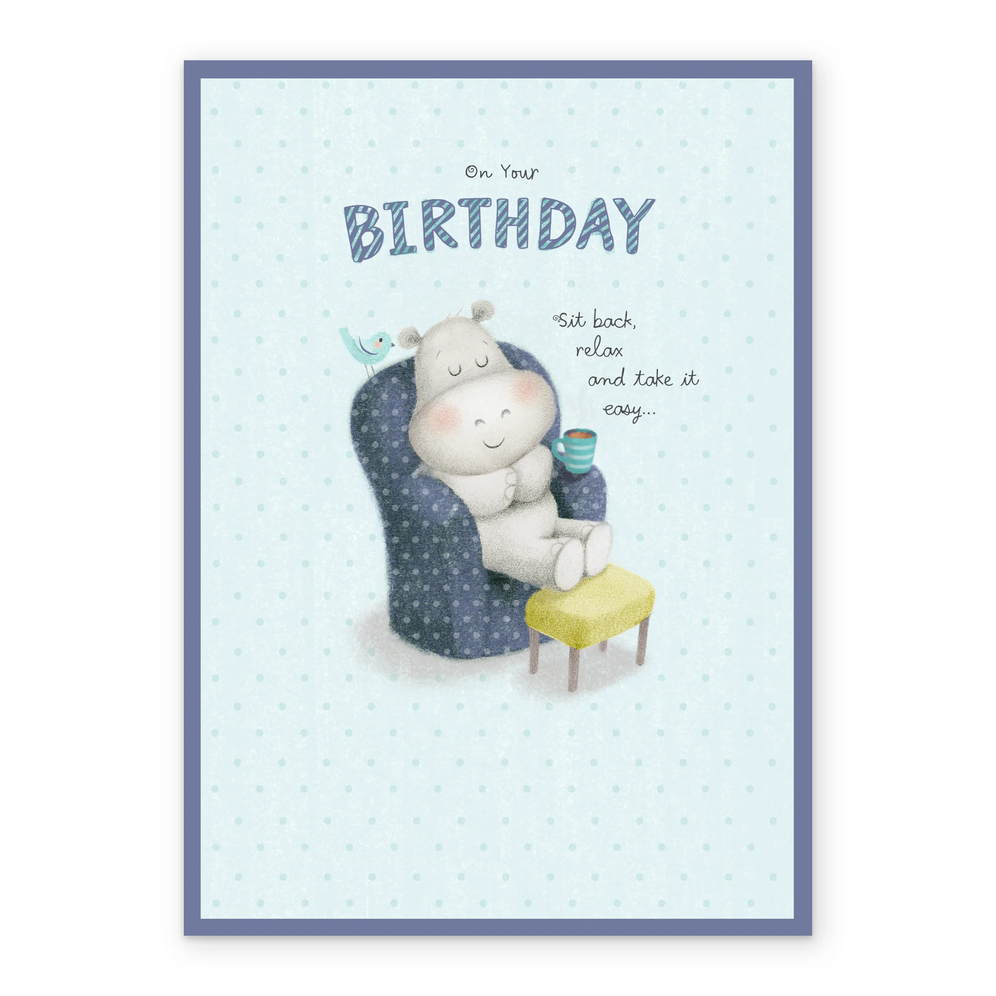 Personalised Hippo Feet Up Cuppa and Relax Cute Birthday Card - Image 2