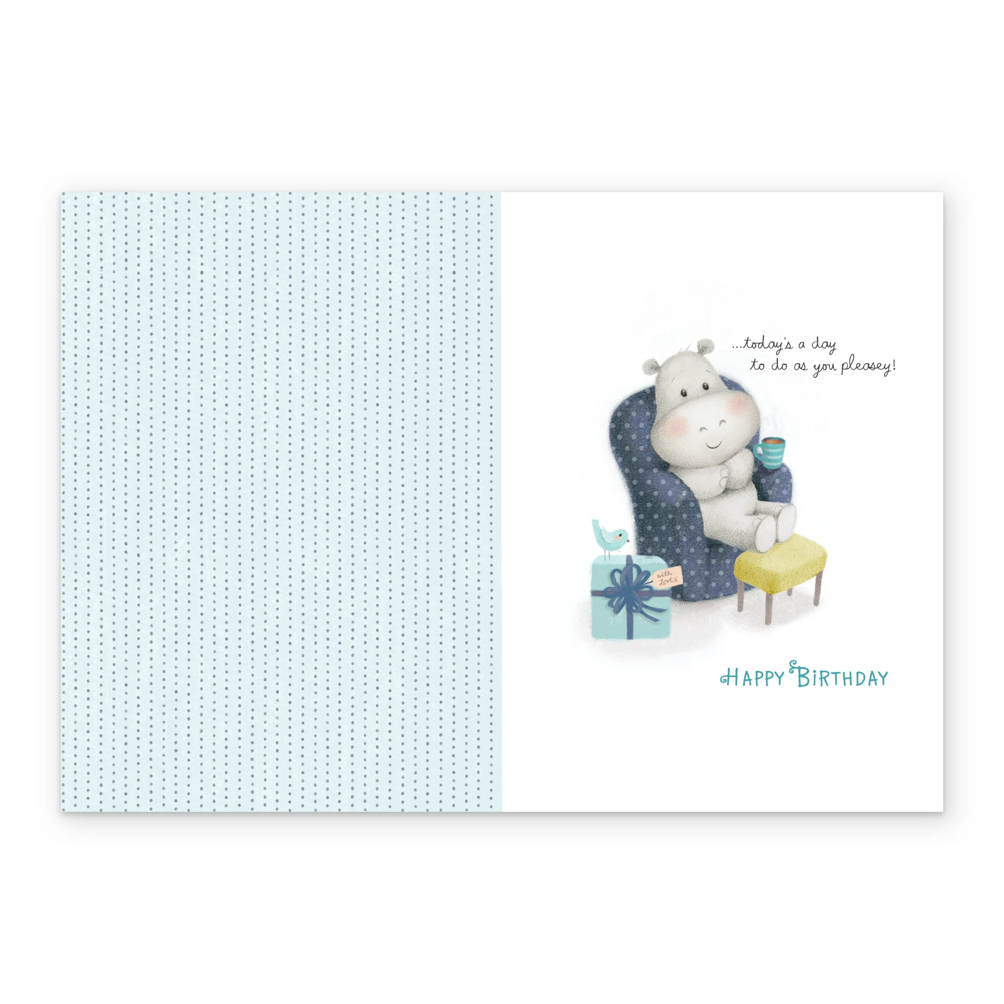 Personalised Hippo Feet Up Cuppa and Relax Cute Birthday Card - Image 3