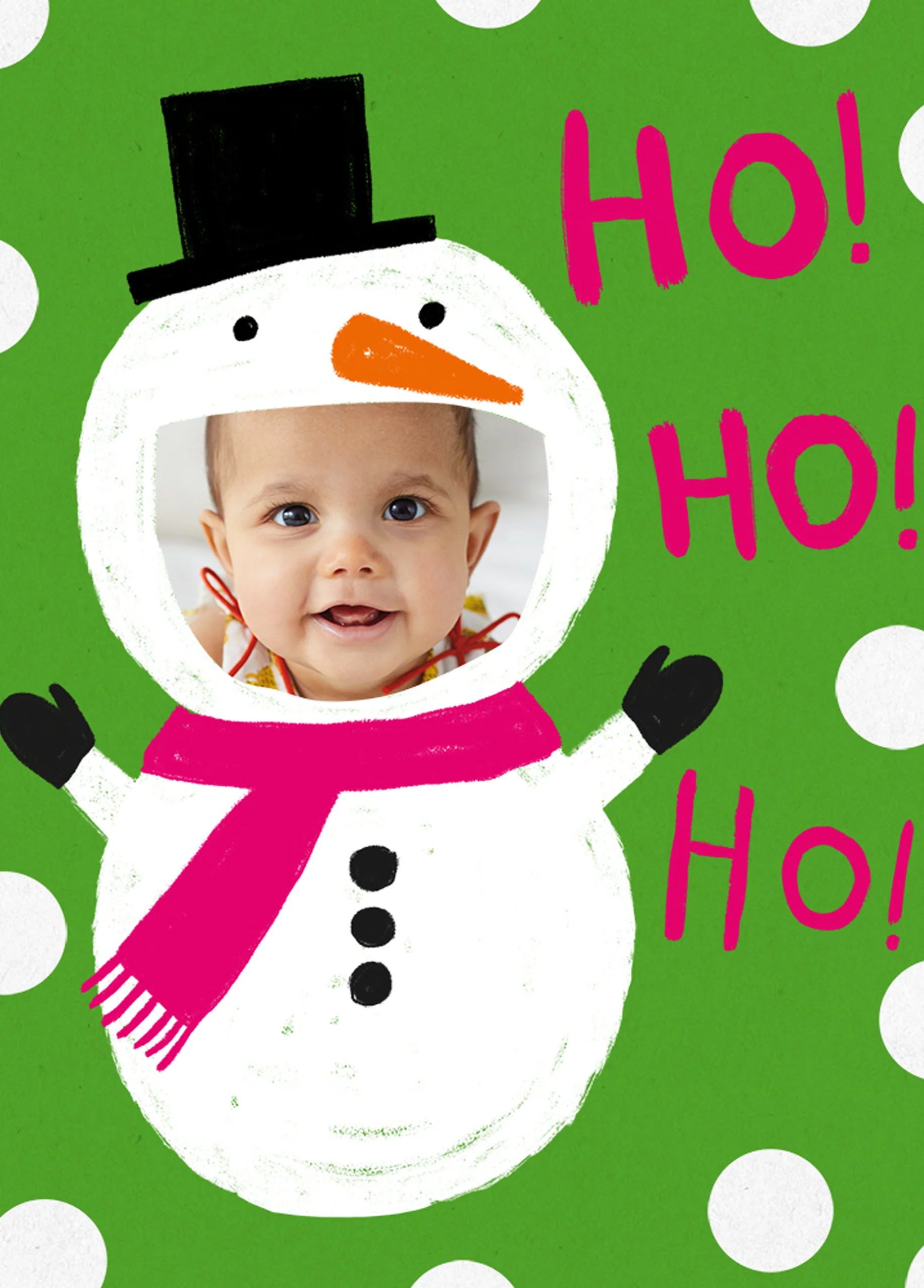 Personalised Ho Ho Ho Snowman Photo Christmas Card