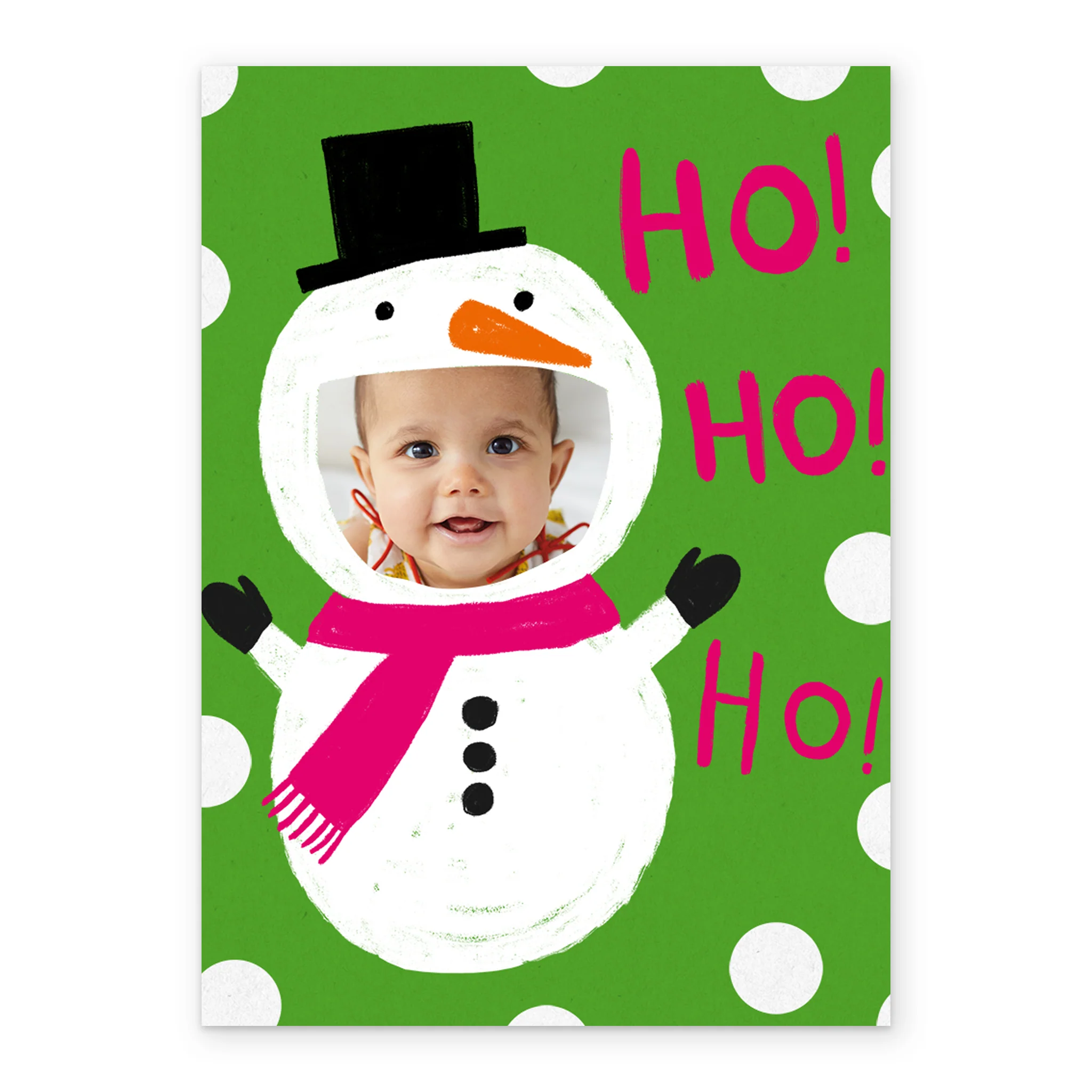 Personalised Ho Ho Ho Snowman Photo Christmas Card - Image 2