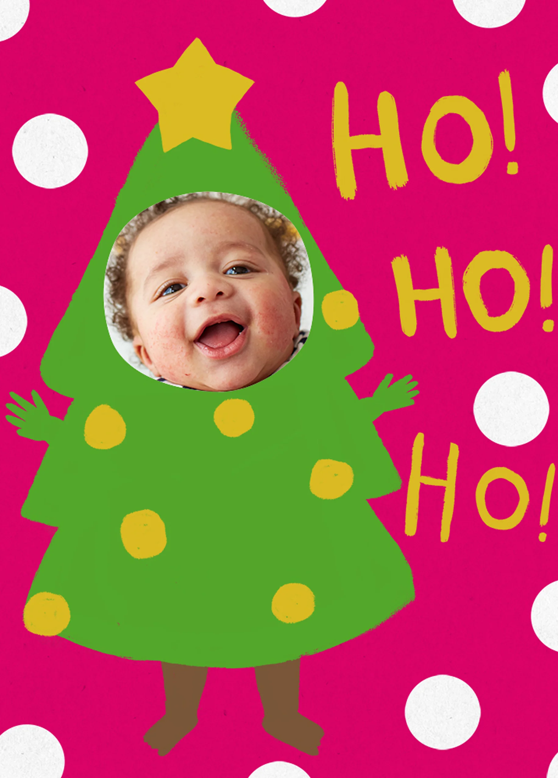 Personalised Ho Ho Ho Tree Photo Christmas Card