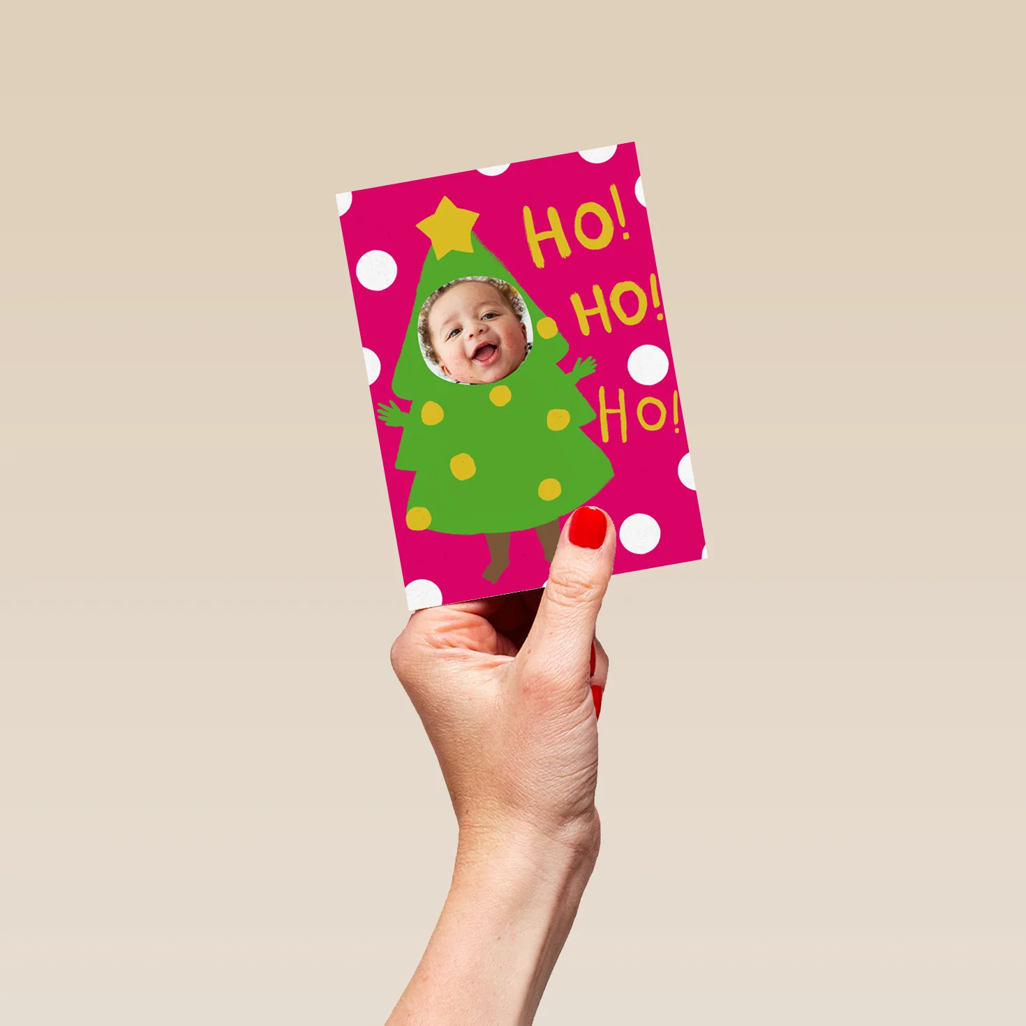 Personalised Ho Ho Ho Tree Photo Christmas Card - Image 4