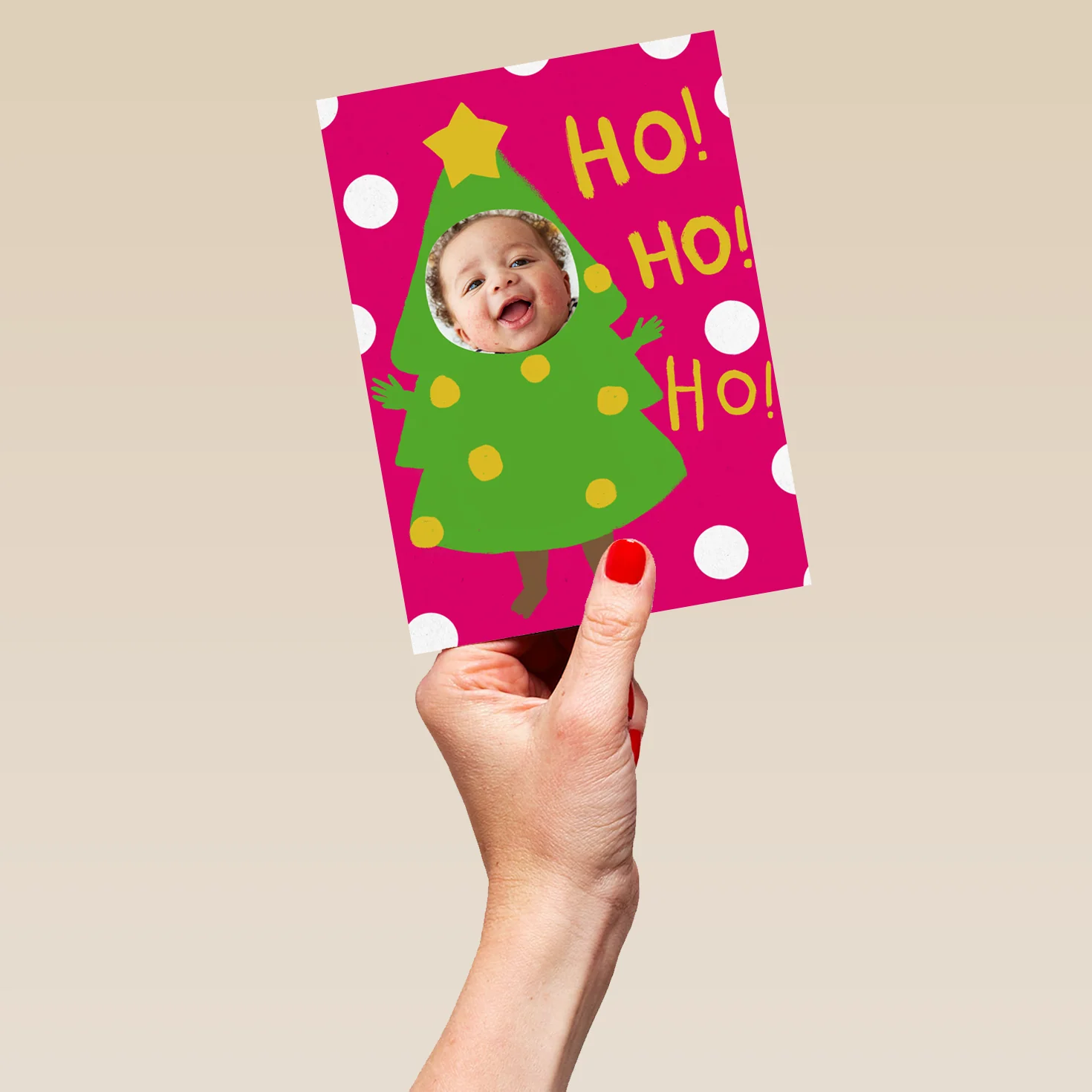 Personalised Ho Ho Ho Tree Photo Christmas Card - Image 5